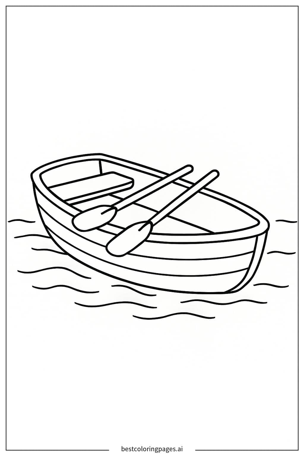 Desenhos de Pequeno Barco a Remo Flutuando na Água para Colorir