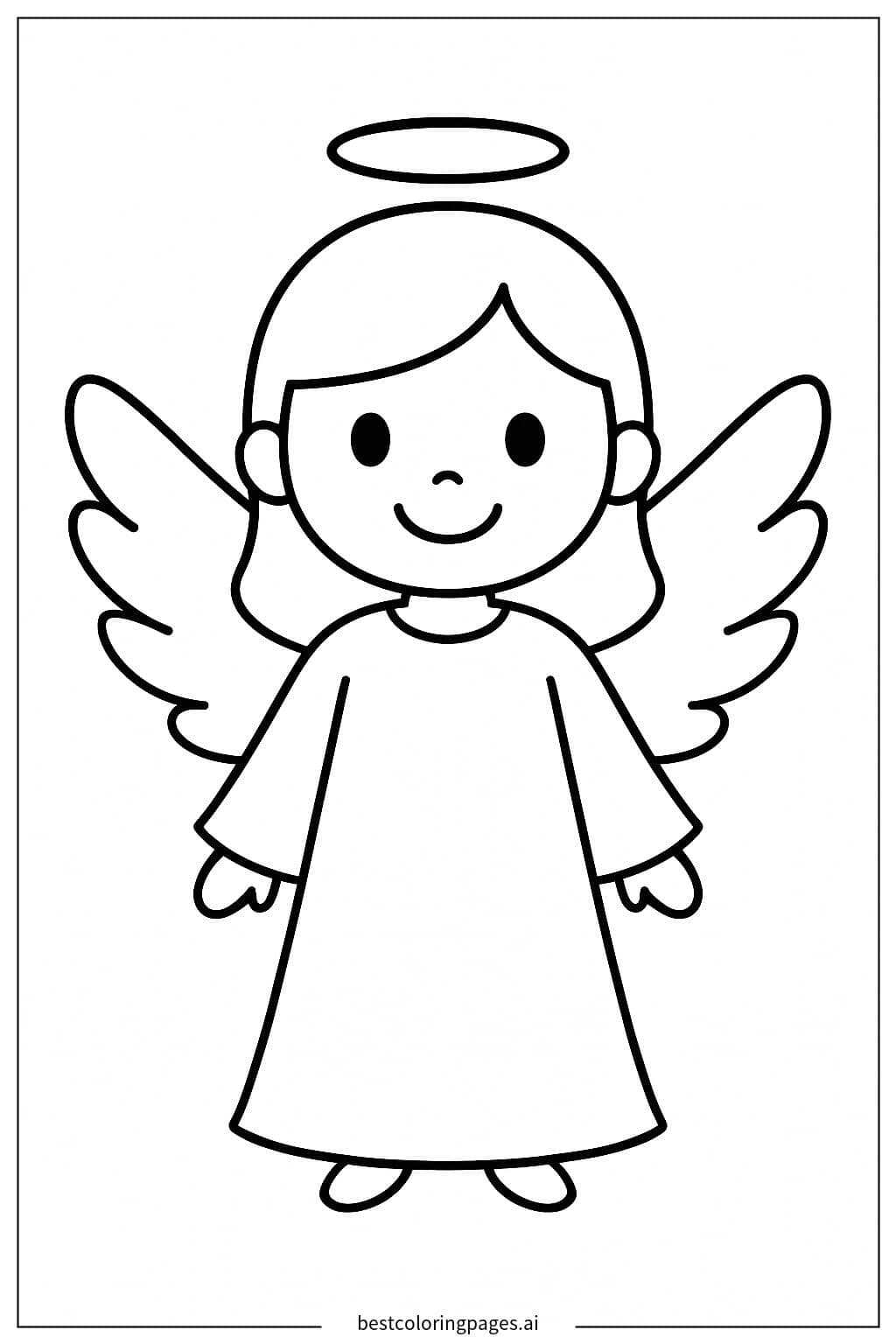 Desenhos de Anjo sorridente em pé para Colorir