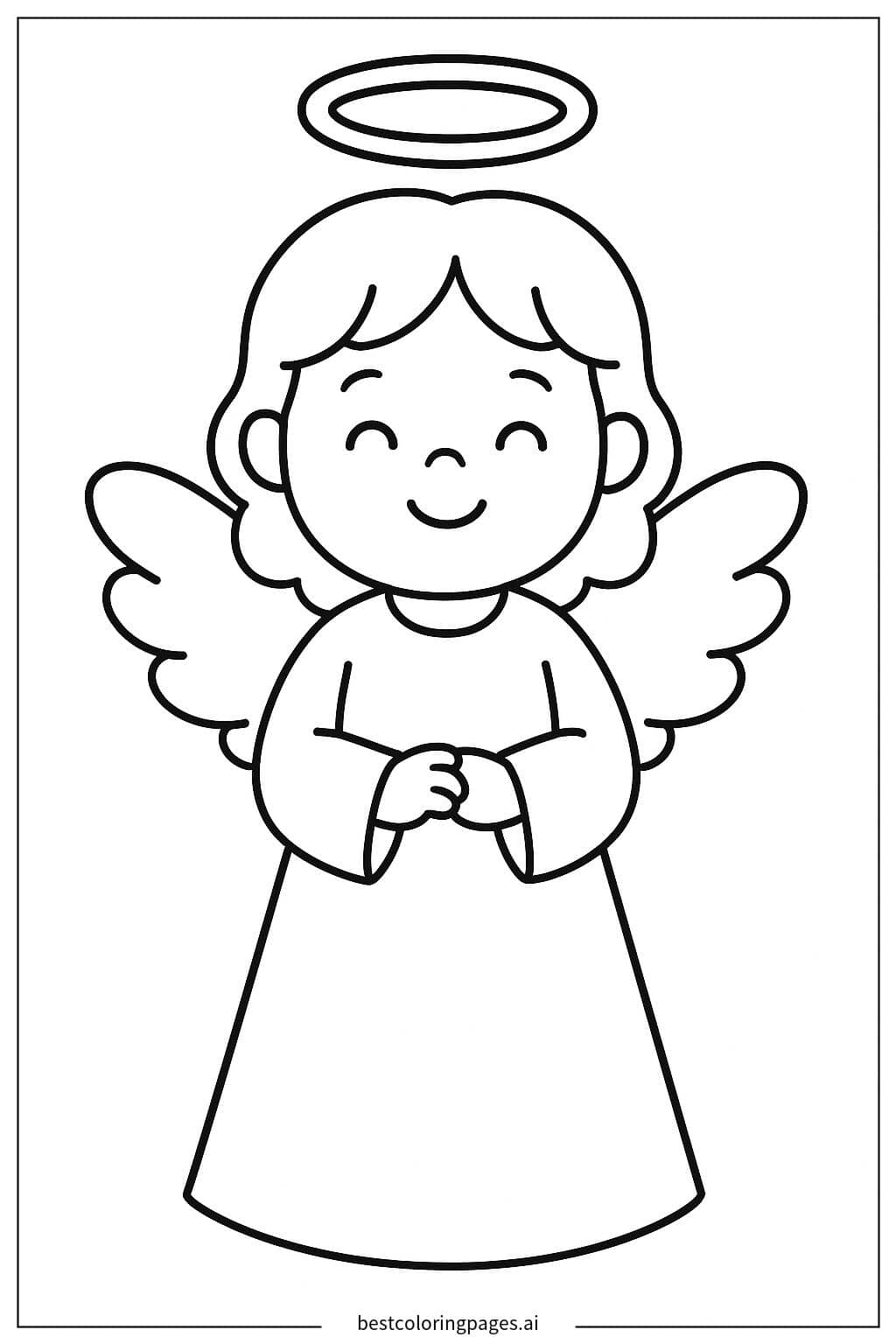 Desenhos de Anjo Sorridente com Auréola para Colorir