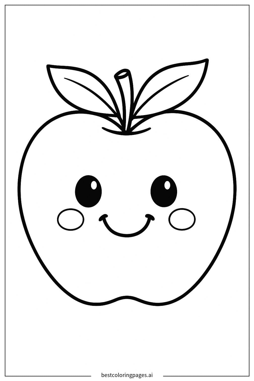 Smiling Apple Face Coloring Page