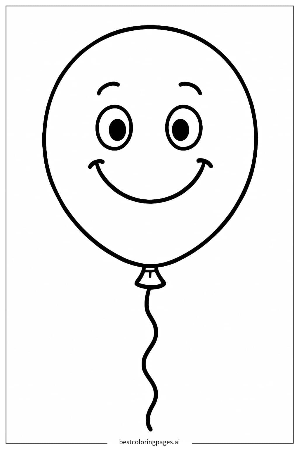 Smiling Balloon with a Happy Face Coloring Page