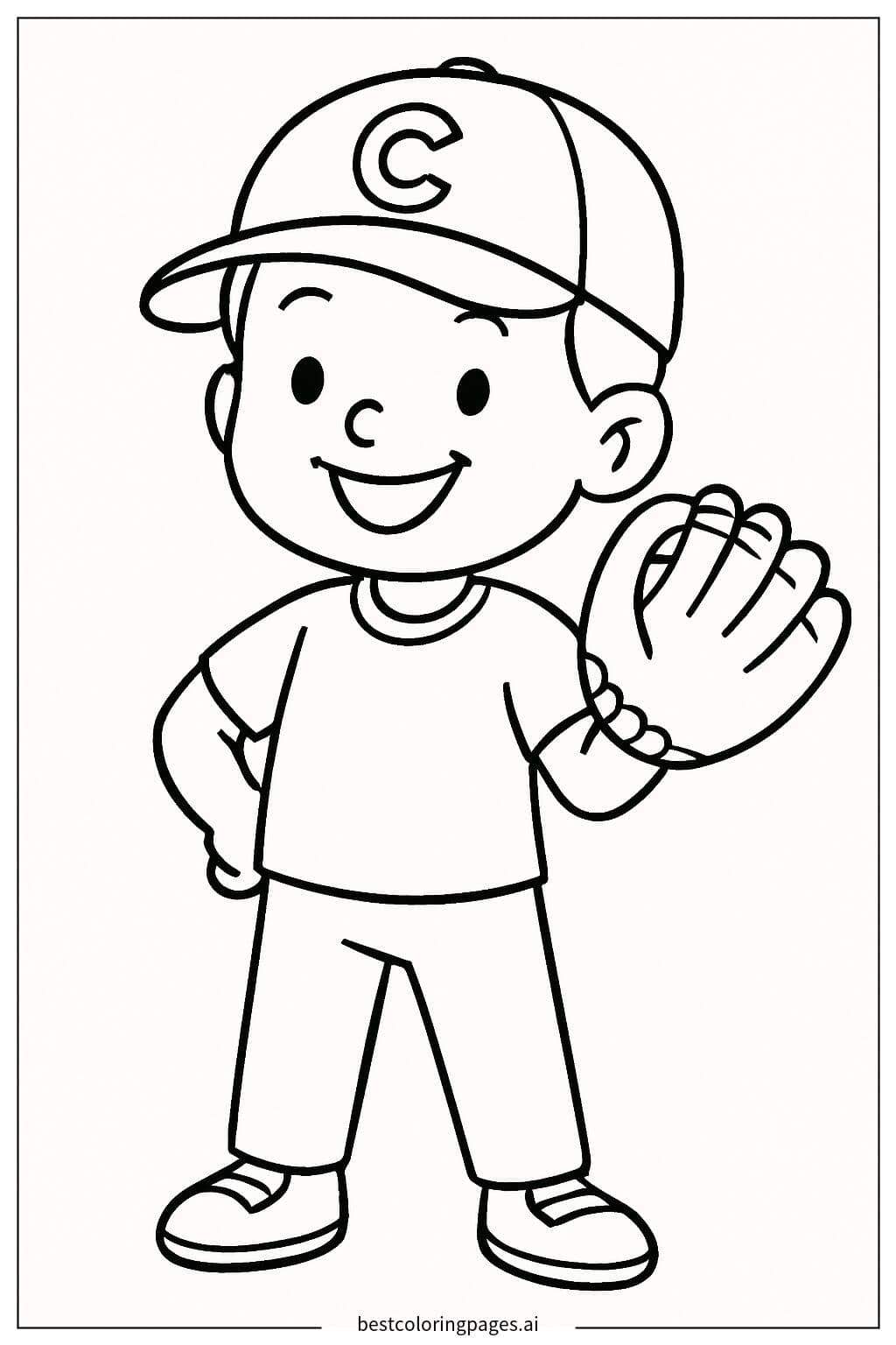 Desenhos de Fã de Beisebol Sorridente para Colorir
