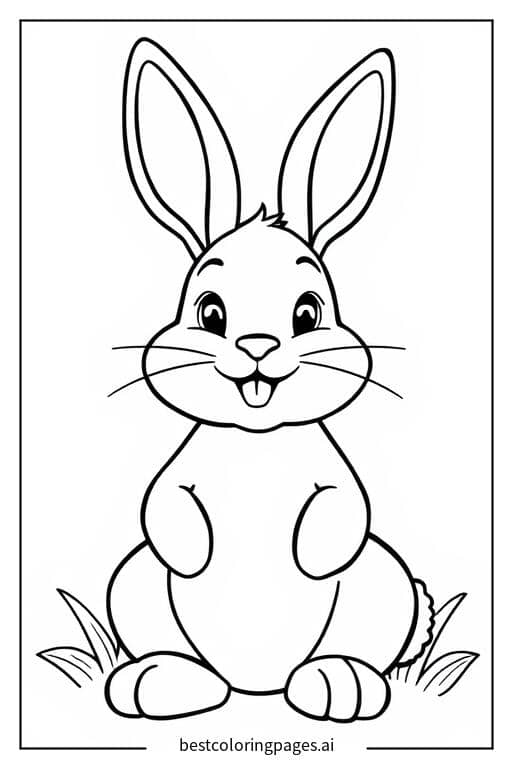 Smiling Easter Bunny Coloring Page