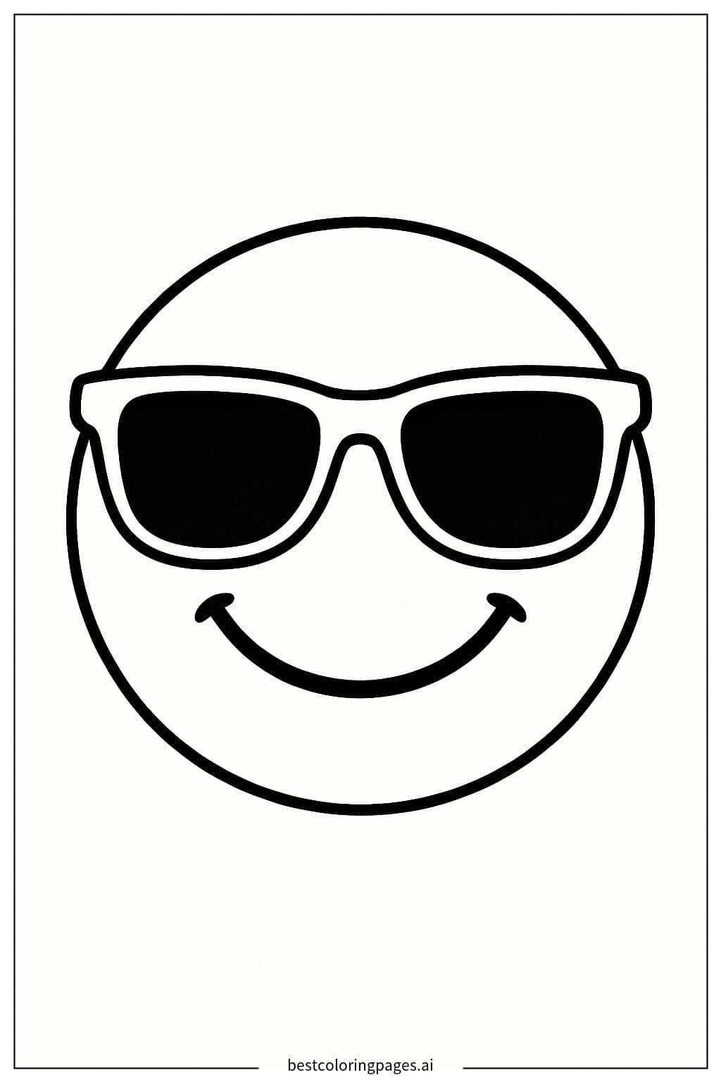 Smiling Emoji with Cool Sunglasses Coloring Page