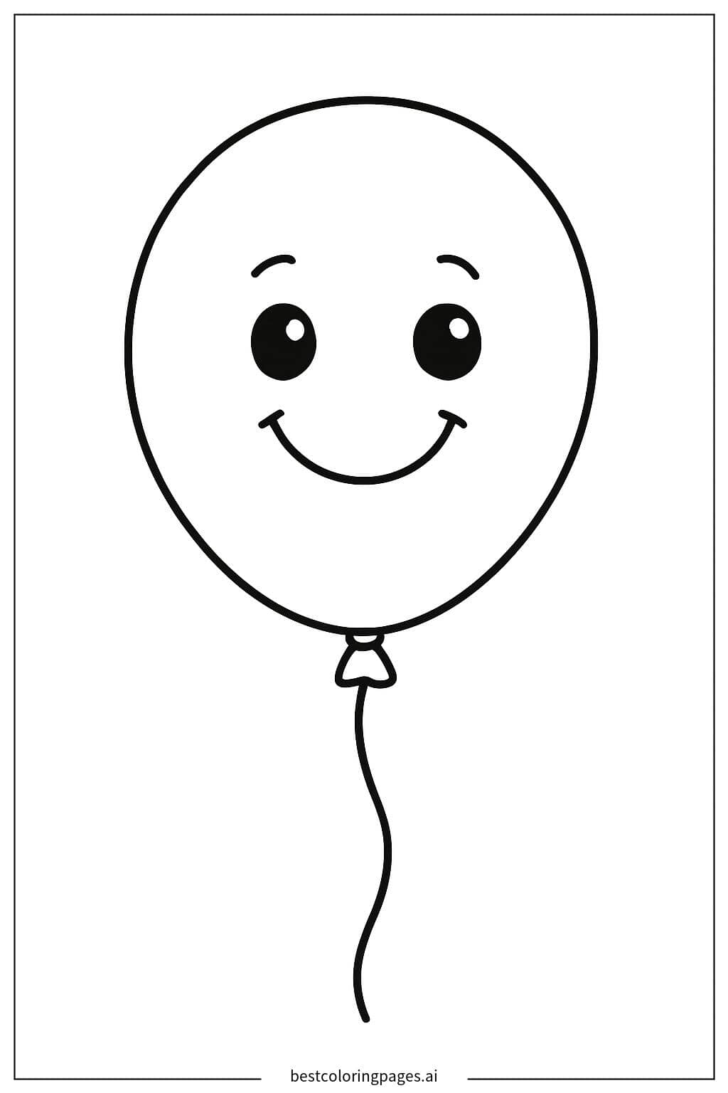 Smiling Face Balloon Floating Coloring Page
