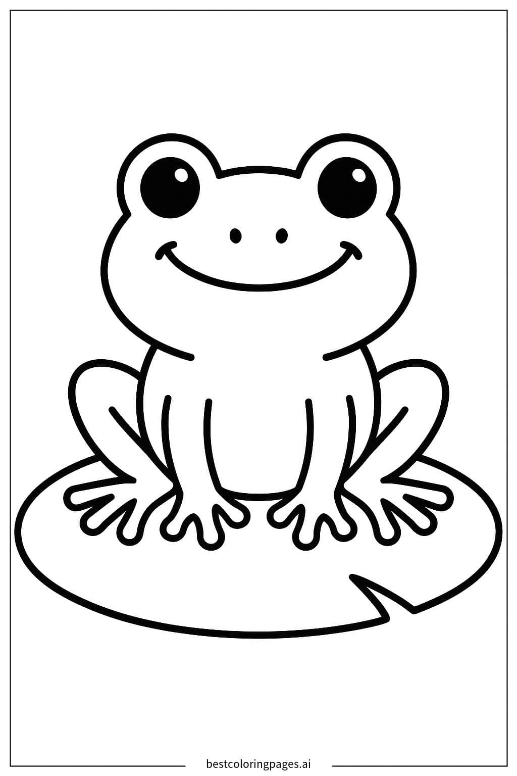 Smiling Frog on a Lily Pad Coloring Page