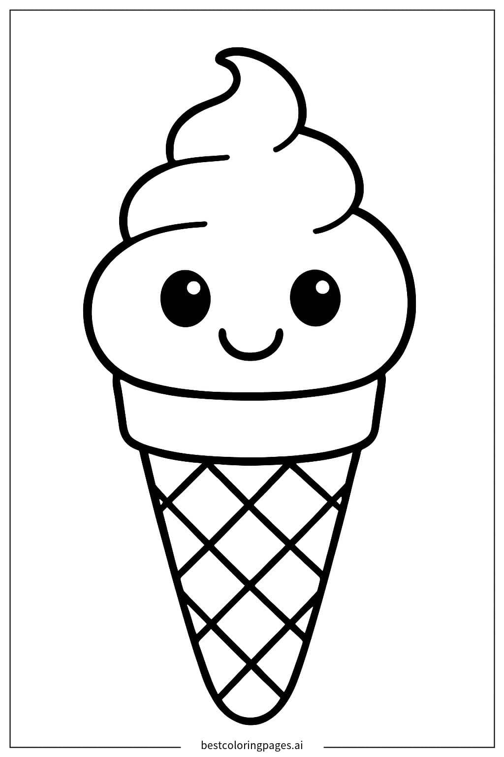 Coloriage Cône de glace souriant