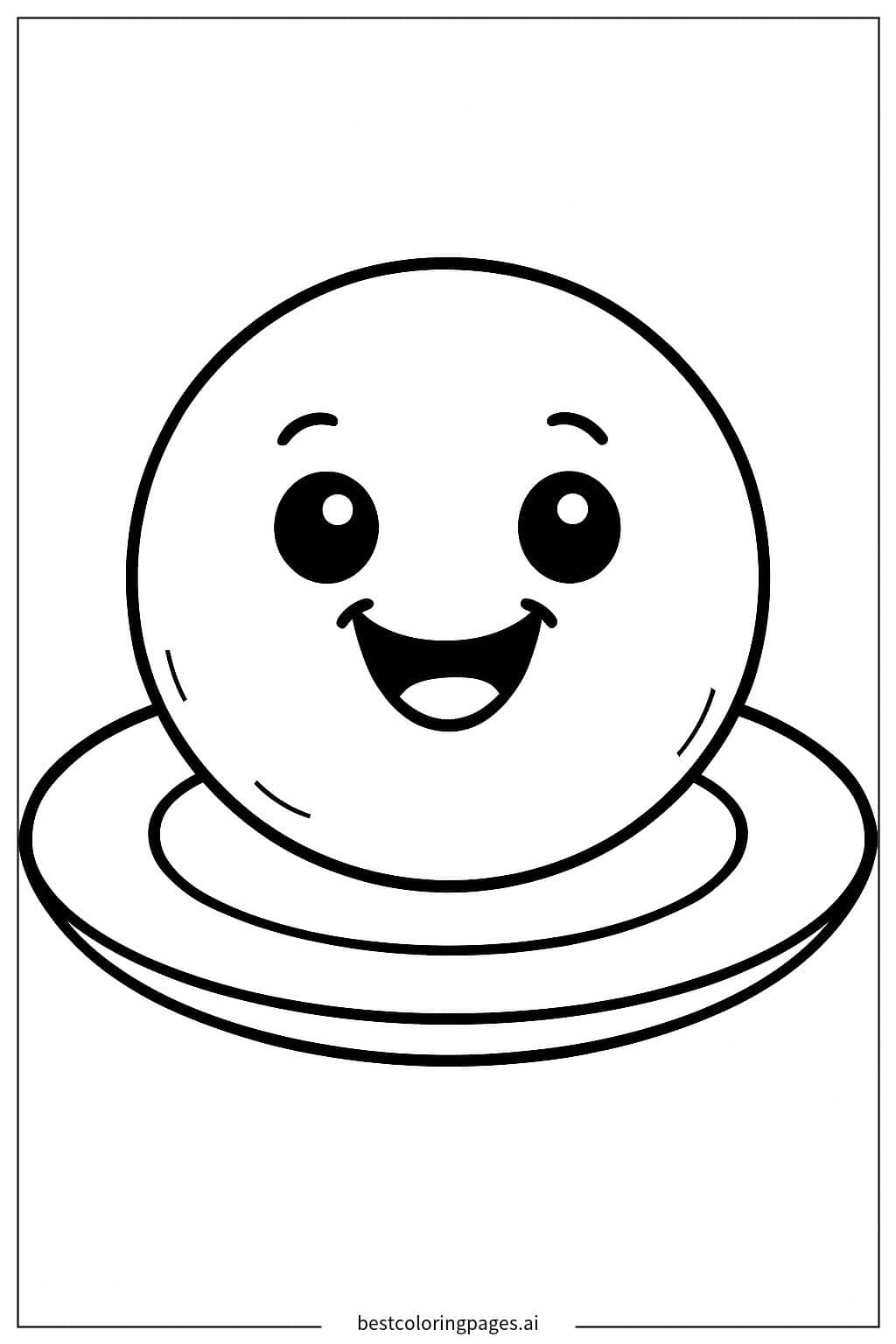 Smiling Ice Cream Scoop on a Plate Coloring Page