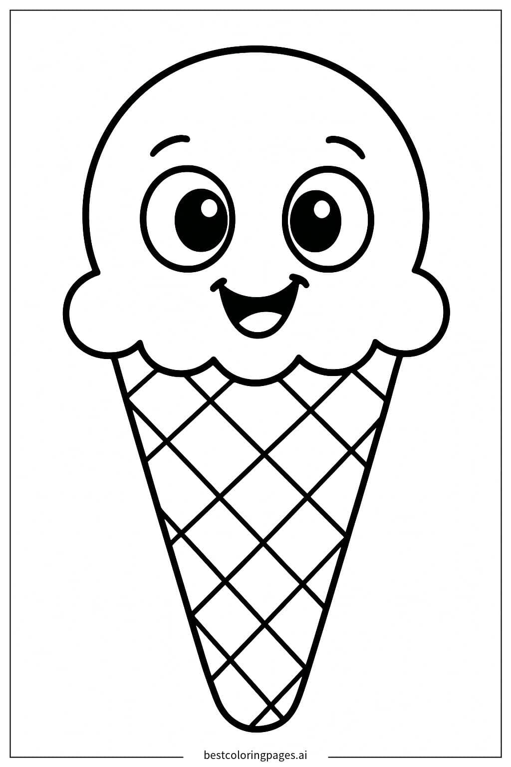 Joyful Ice Cream Cone Coloring Page