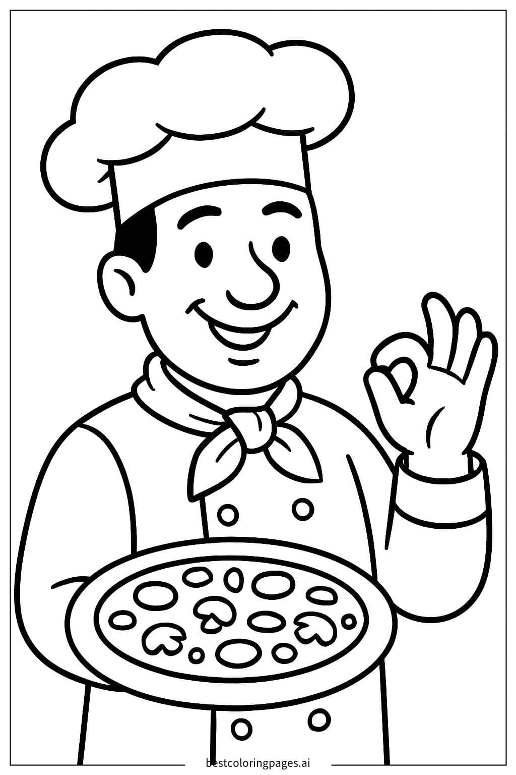 Disegni di Chef italiano sorridente da Colorare