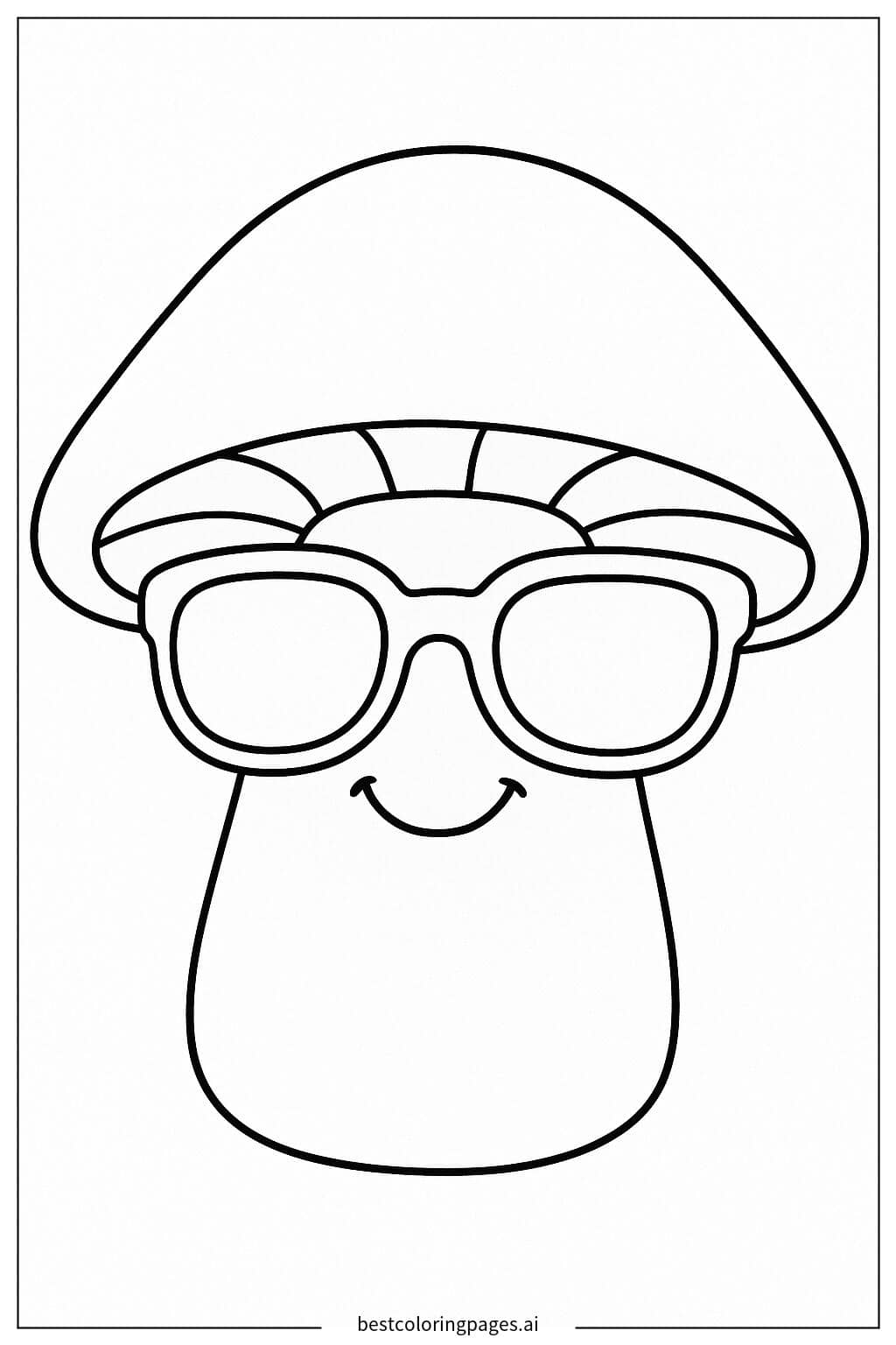 Dibujos de Hongo sonriente con gafas de sol para Colorear