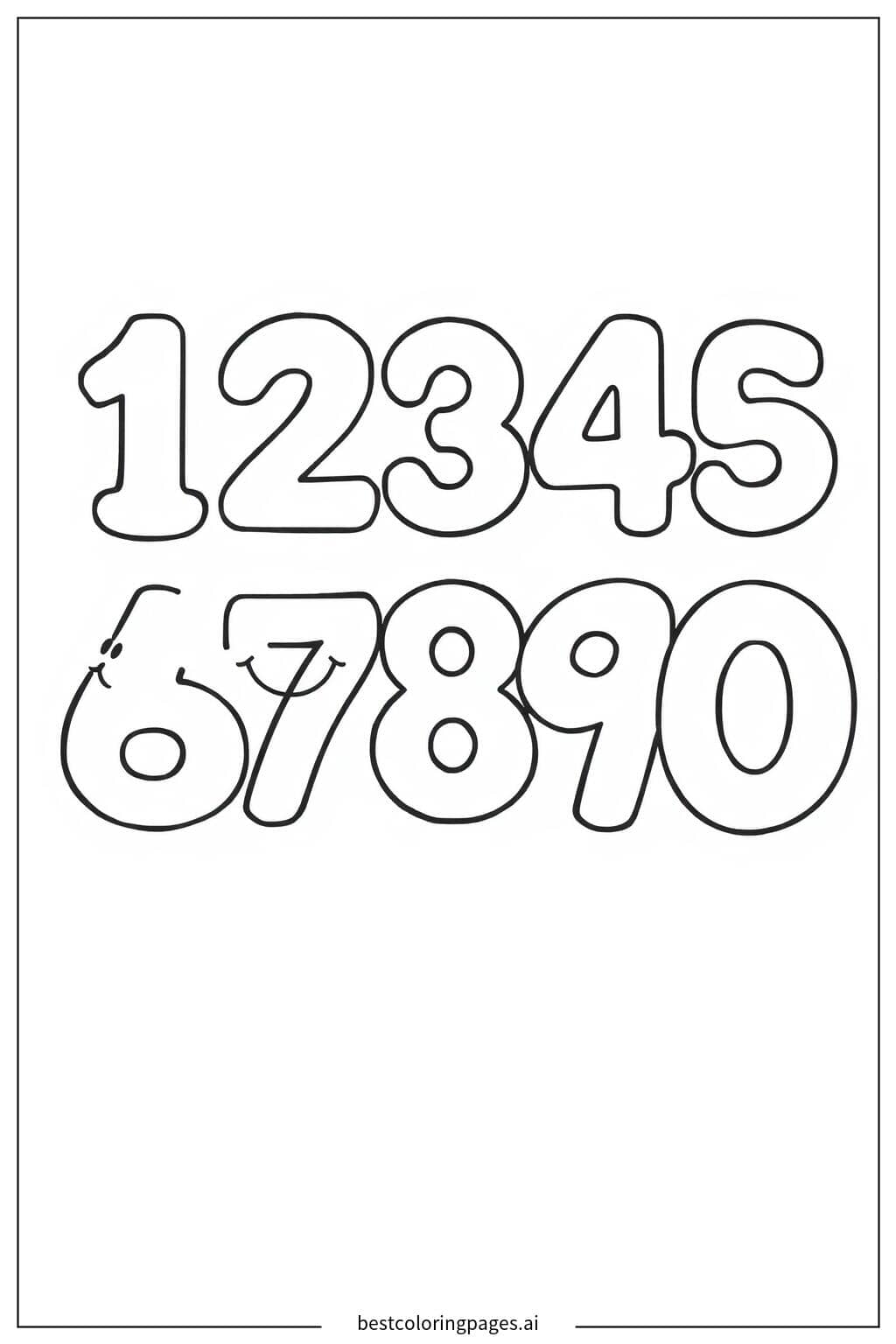 Cheerful Numbers from 1 to 10 Coloring Page