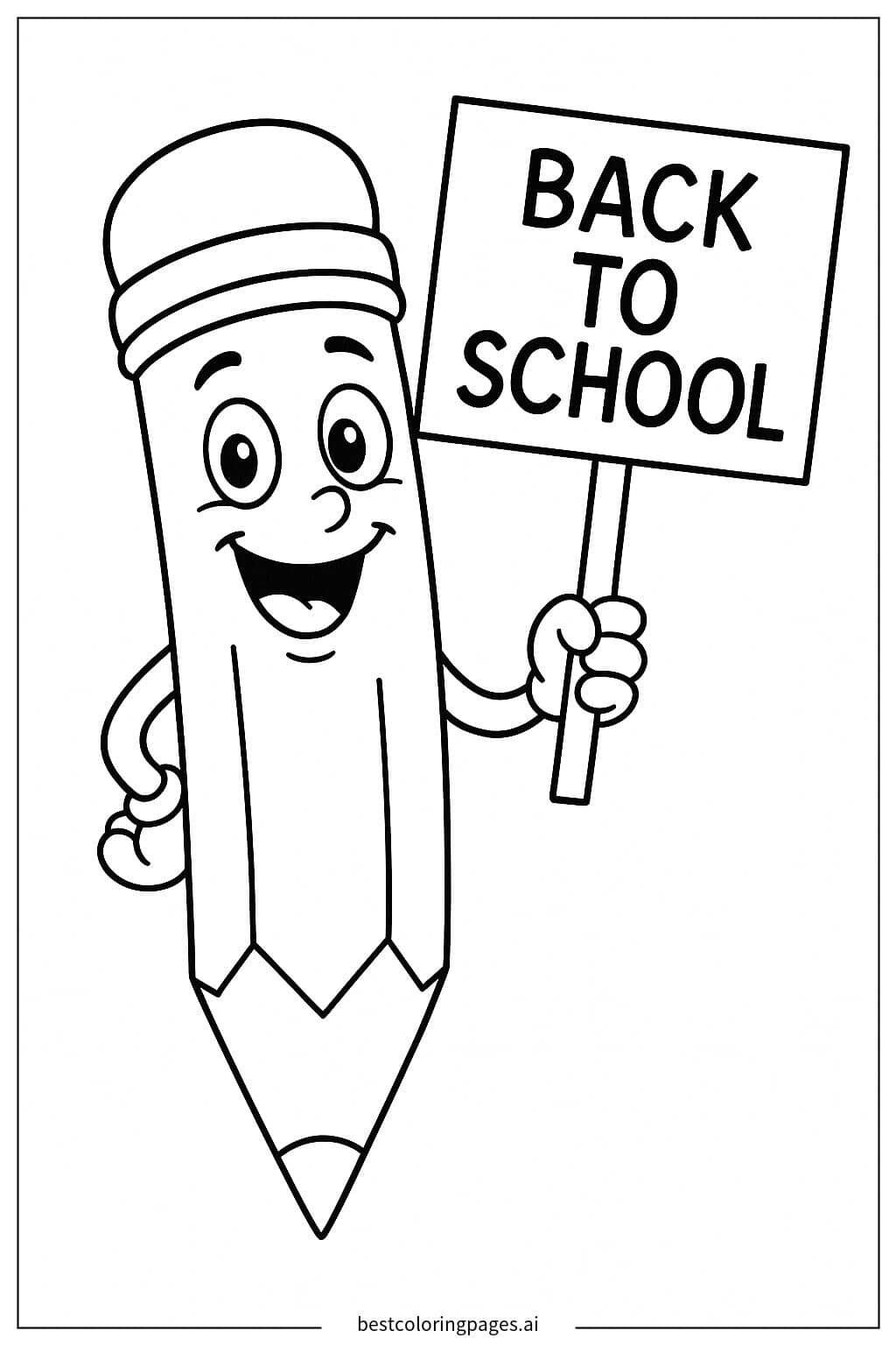 Smiling Pencil Back to School Coloring Page