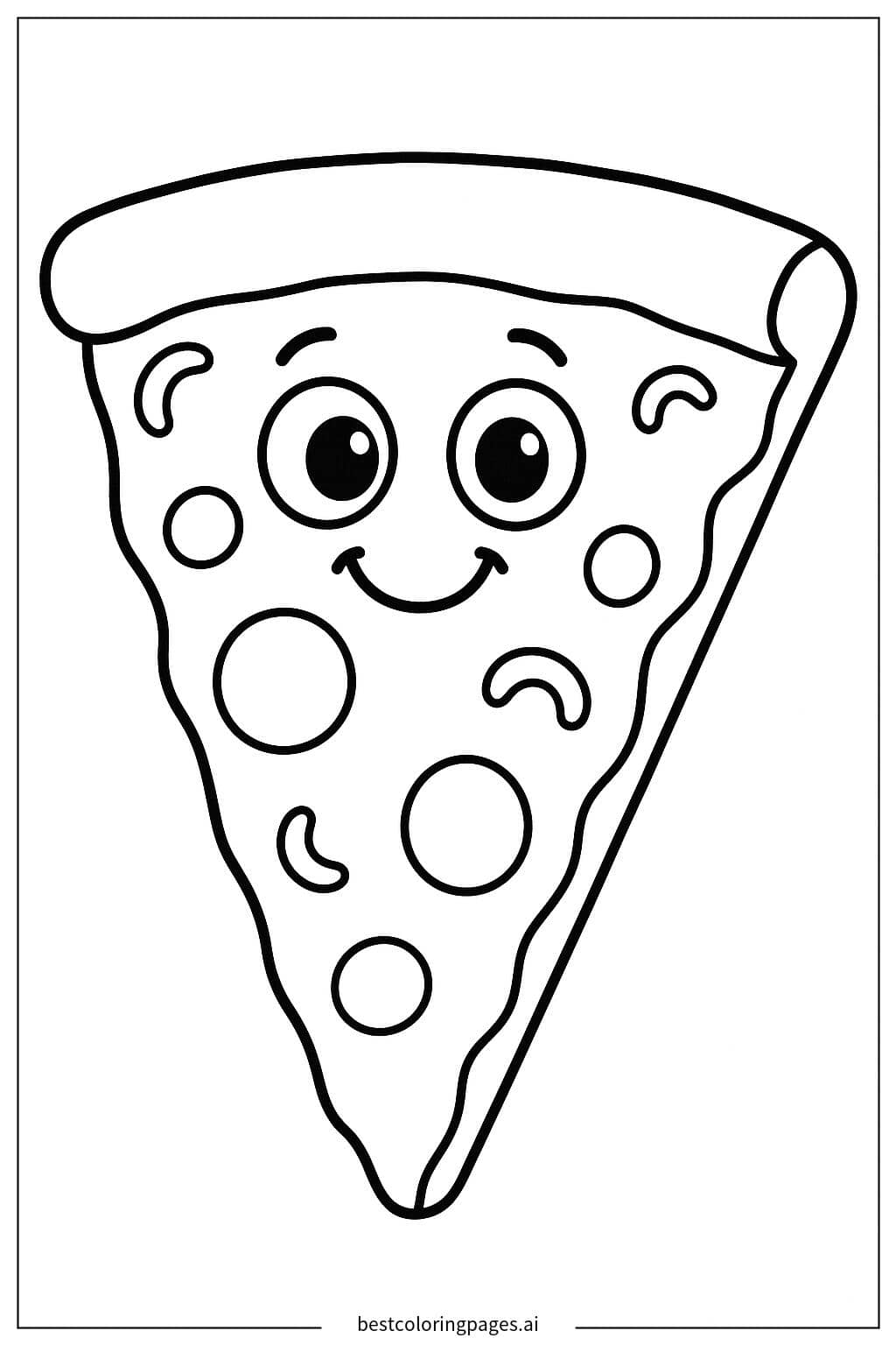 Disegni di Fetta di Pizza Sorridente da Colorare