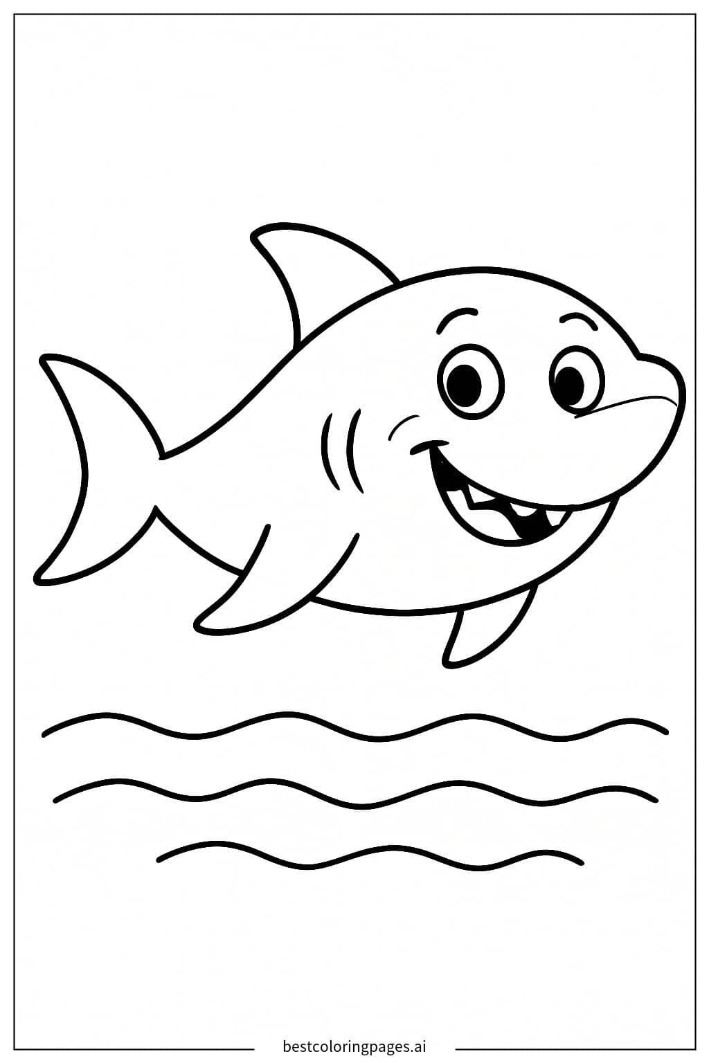 海の中で笑うサメ のぬりえ