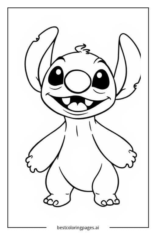 Desenhos de Stitch Sorridente com Olhos Grandes para Colorir