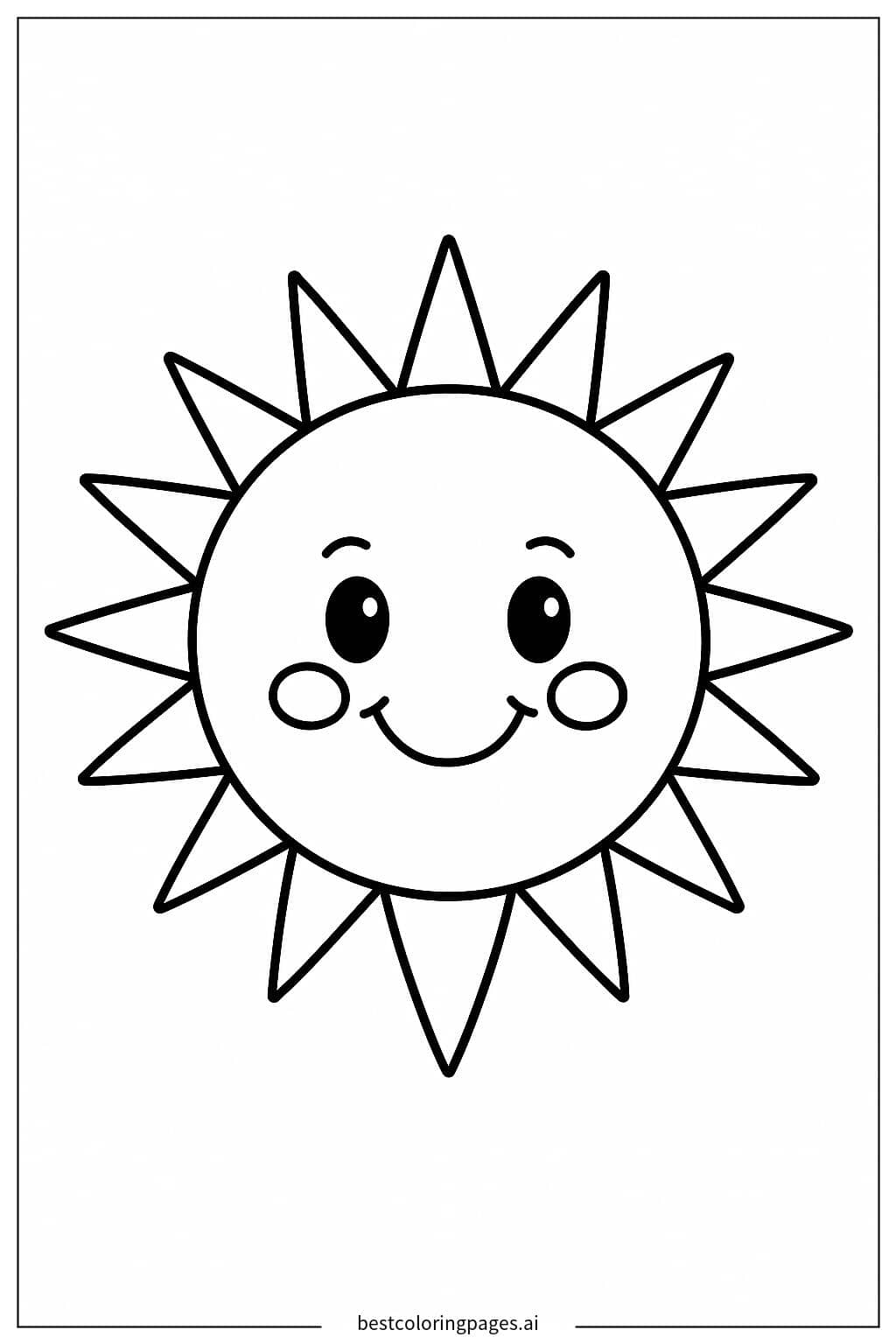 Lächelnde Sonne mit Strahlen Ausmalbilder