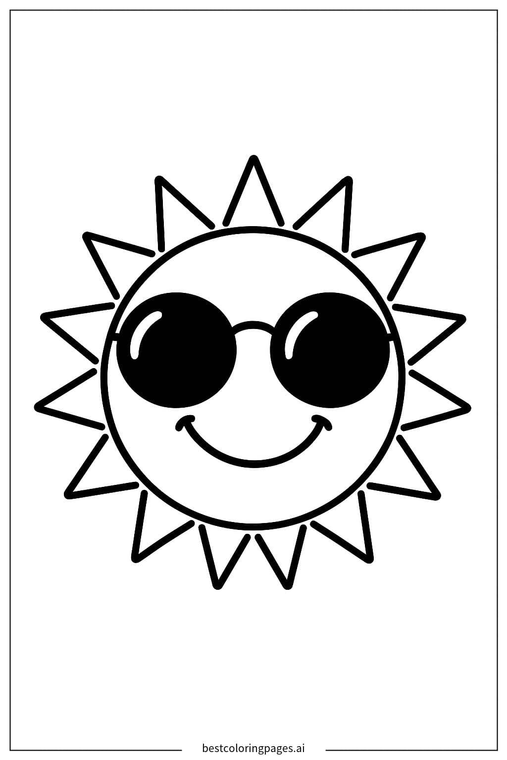 Desenhos de Sol sorridente com óculos de sol para Colorir