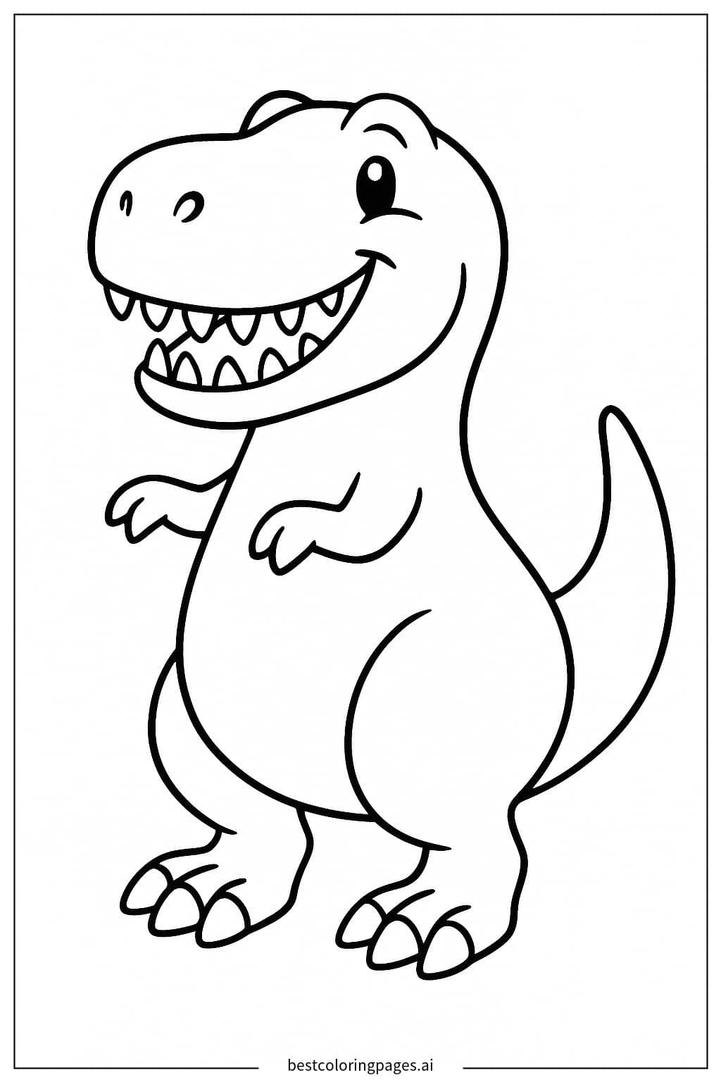 Smiling T-Rex Coloring Page