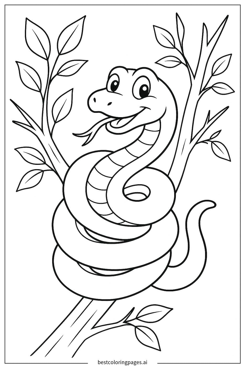 Tranh tô màu Rắn leo cây