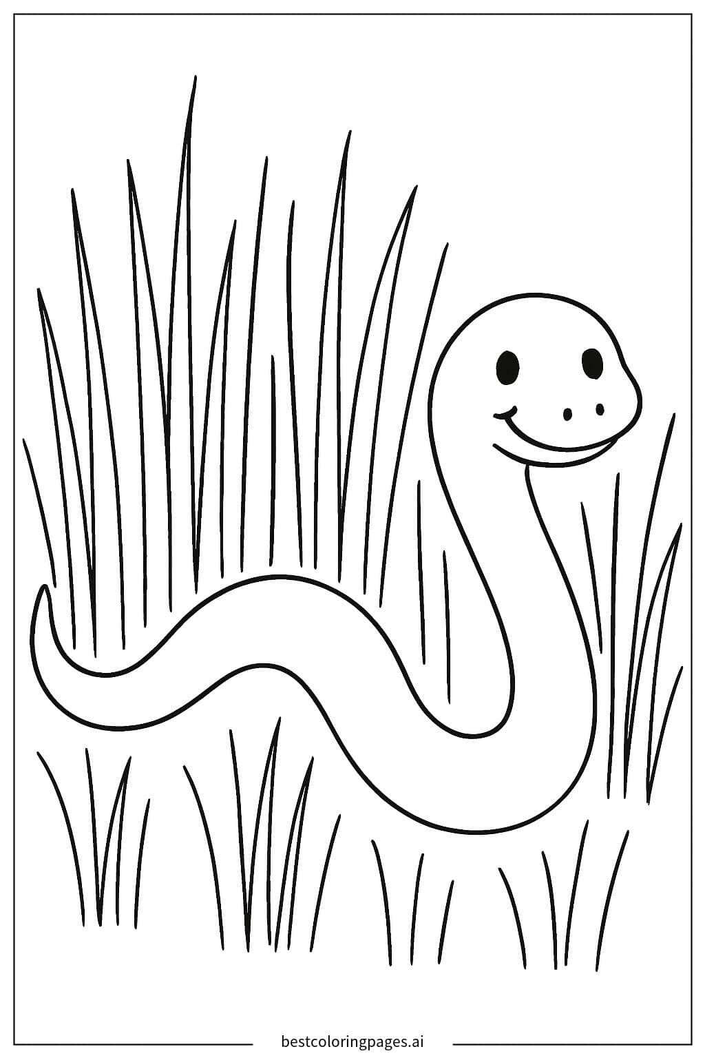 Snake Slithering Through the Grass Coloring Page