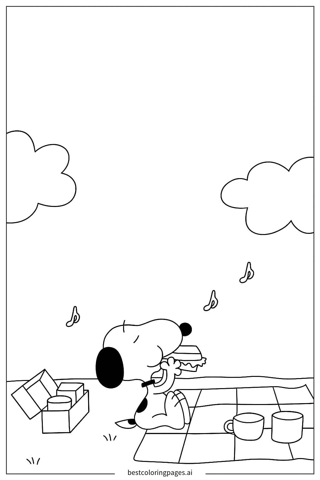 Snoopy的野餐时光 涂色页