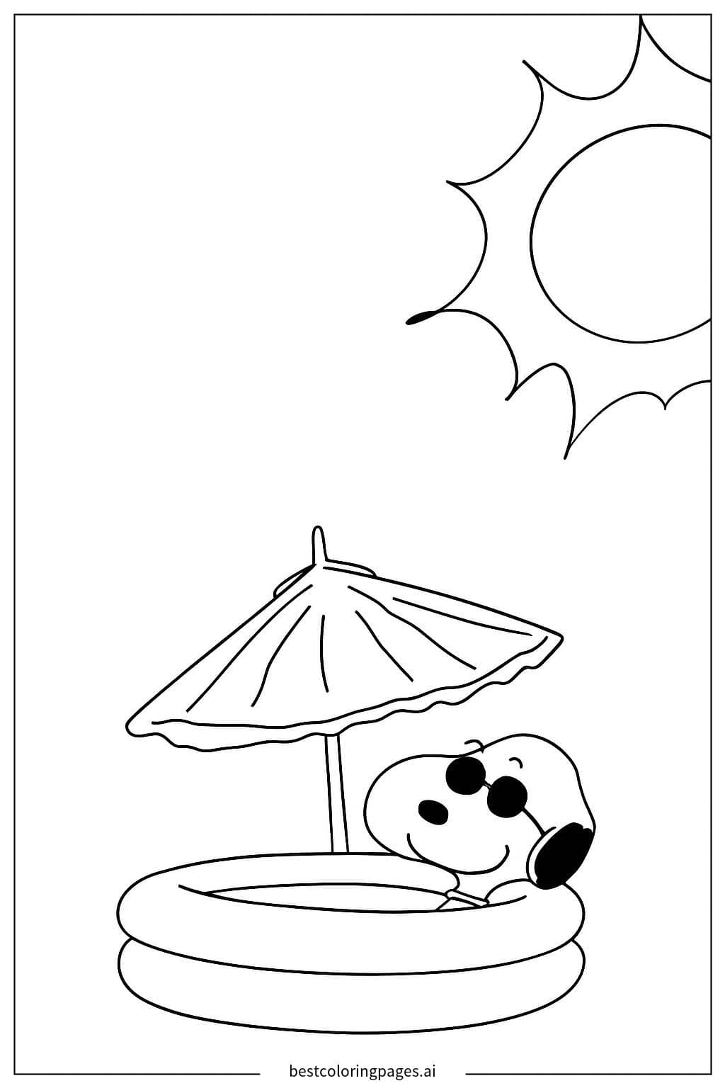 Snoopy Relaxing in the Sun Coloring Page