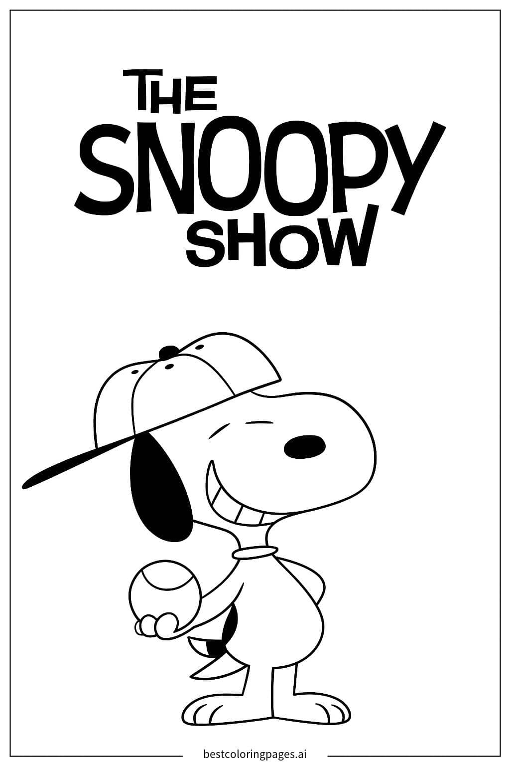 Snoopy Wearing a Cool Cap Coloring Page