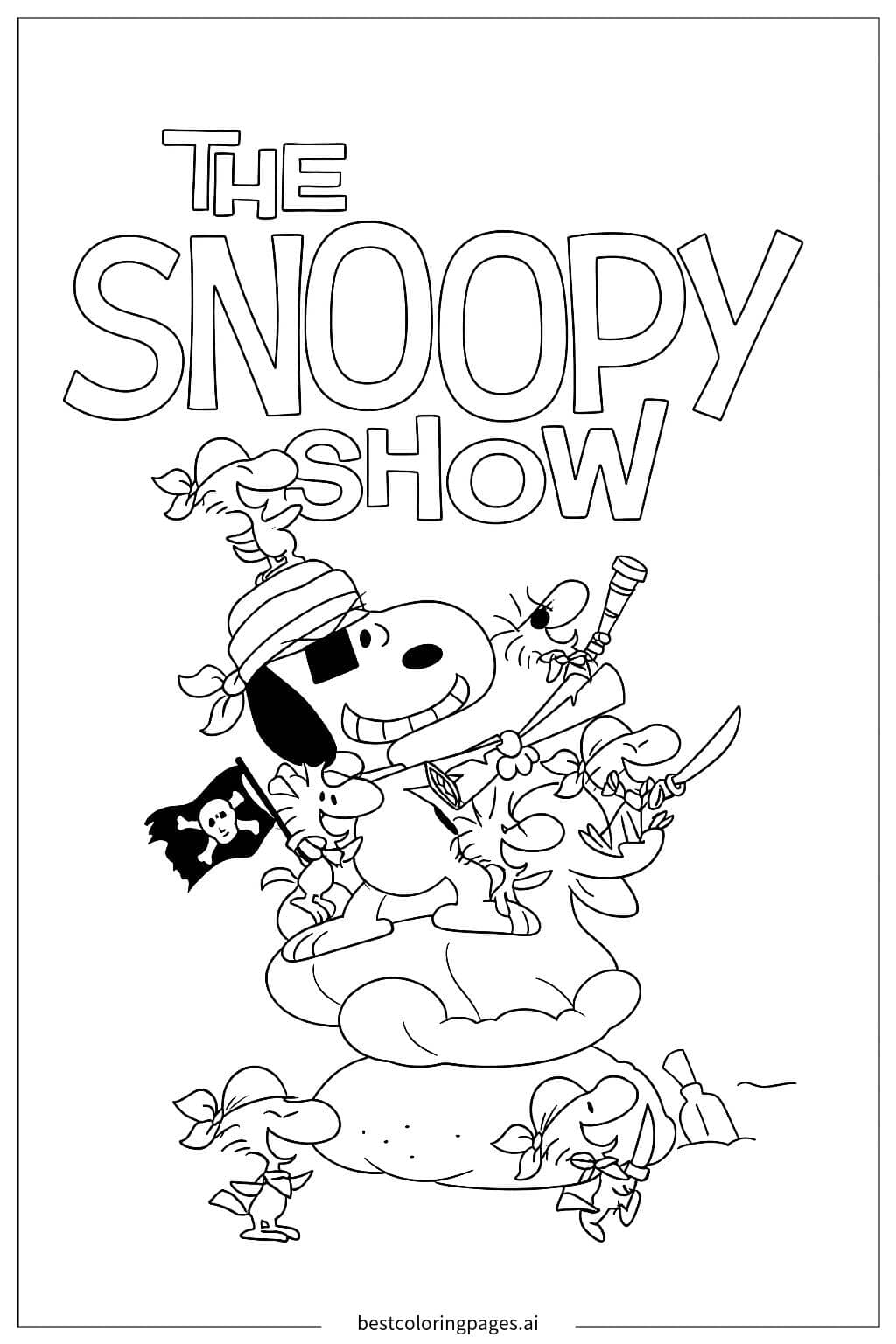 Snoopy's Pirate Adventure Coloring Page