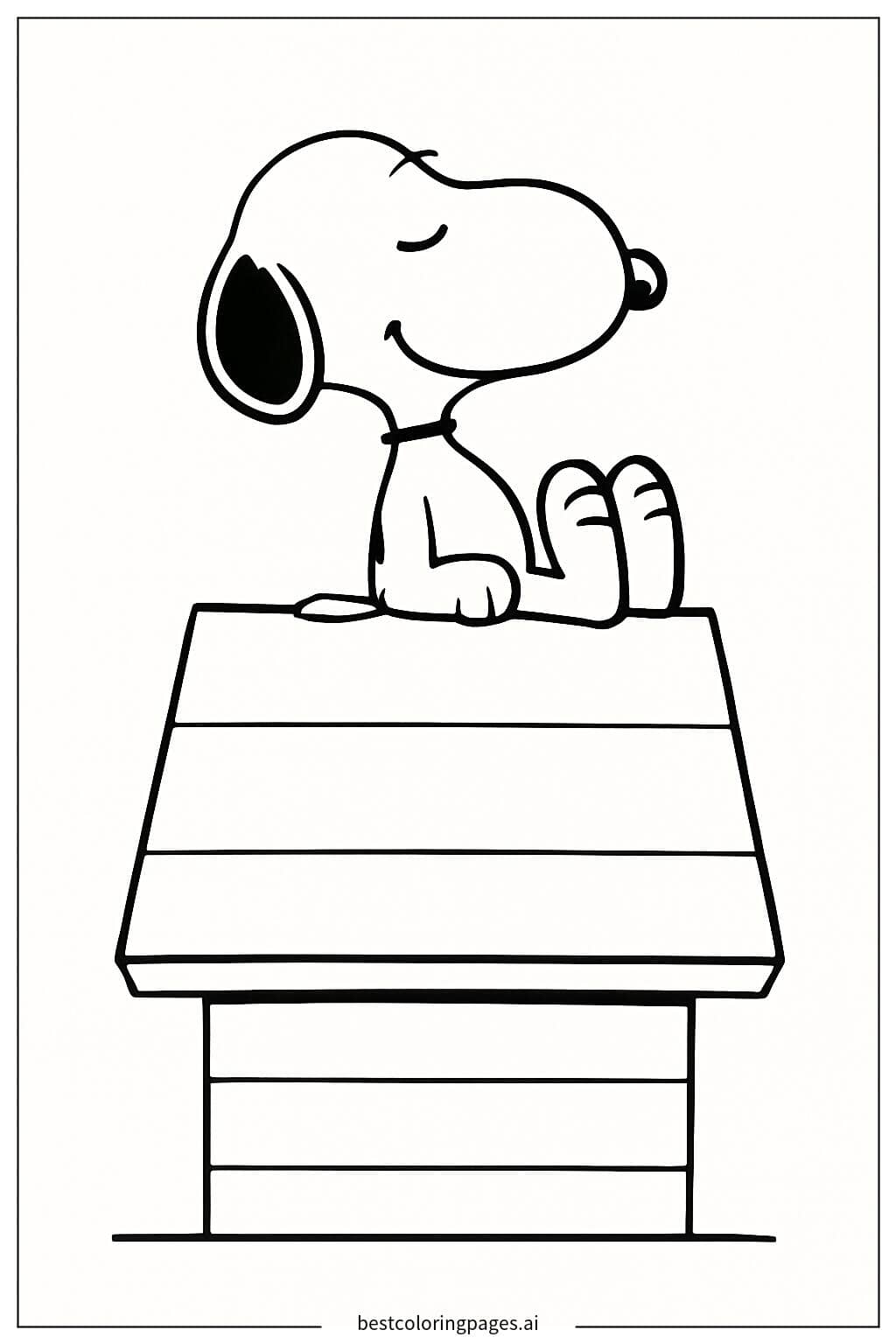 Snoopy Relaxing on His Doghouse Coloring Page