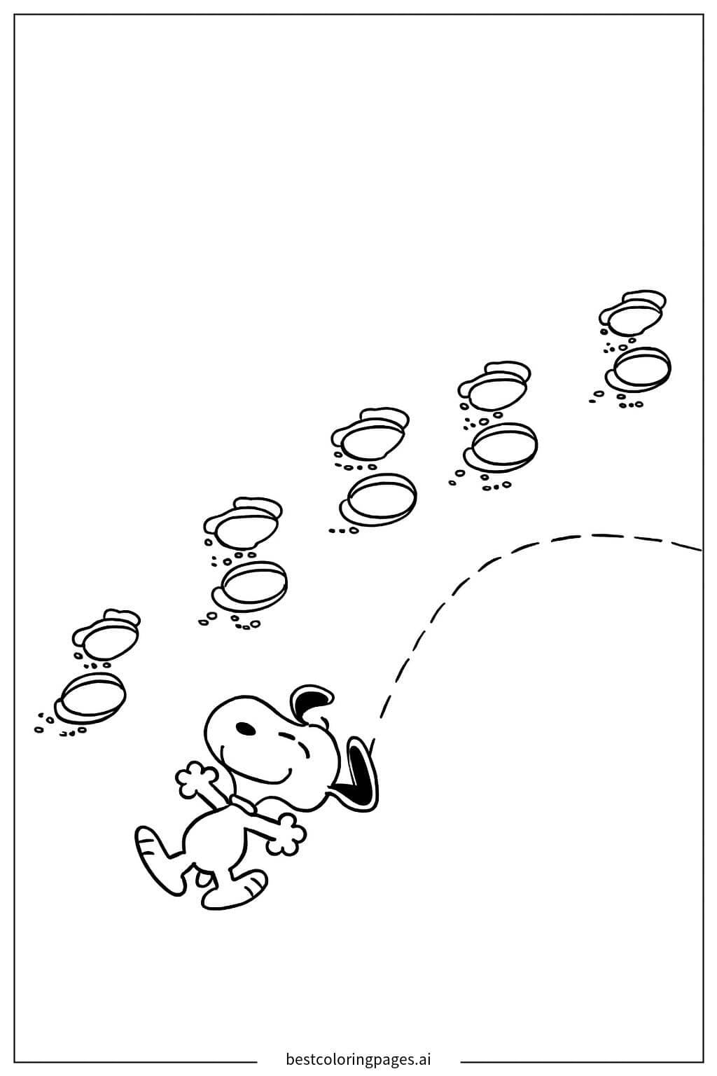 Snoopy's Playful Walk Coloring Page