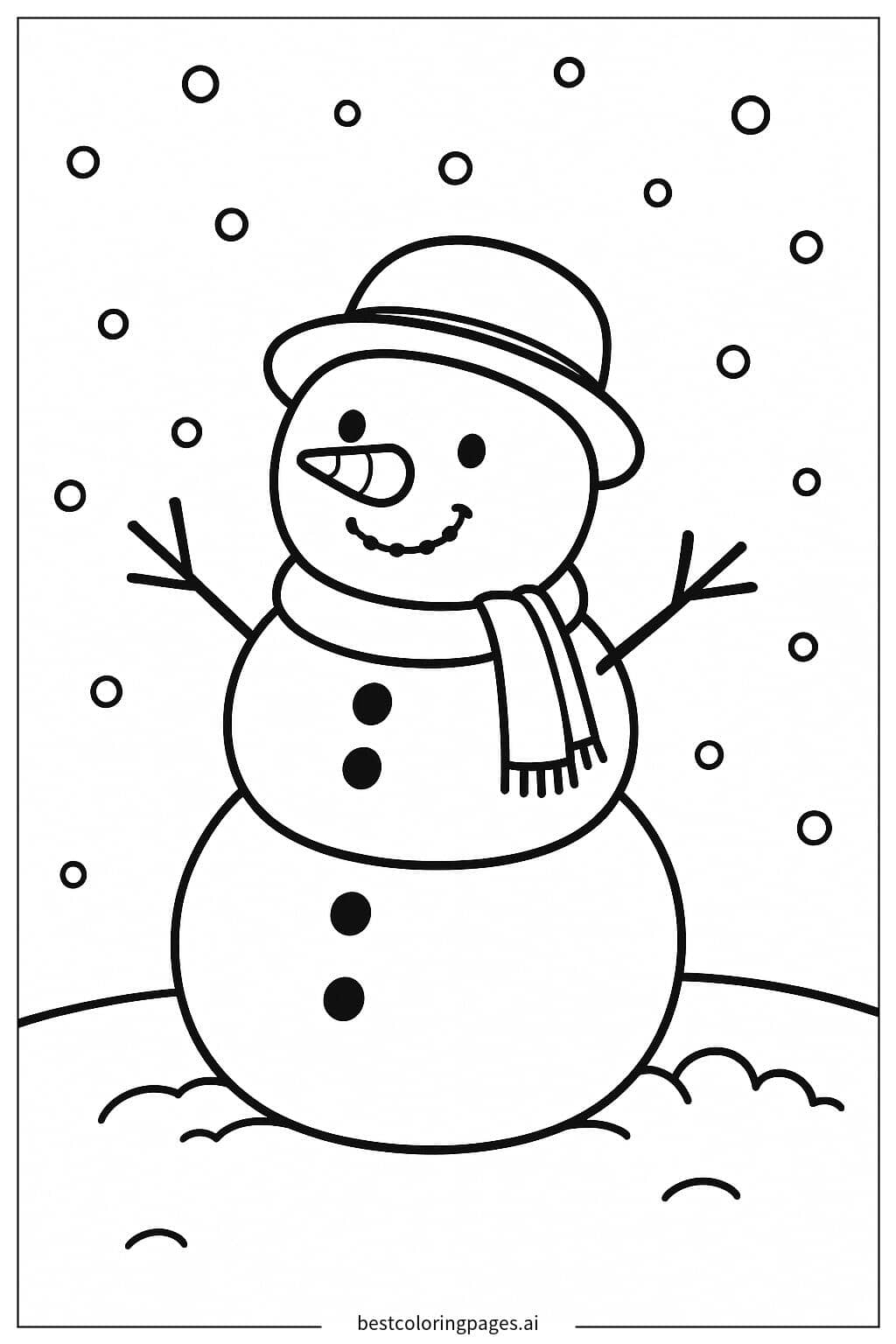 Schneemann mit Hut Ausmalbilder
