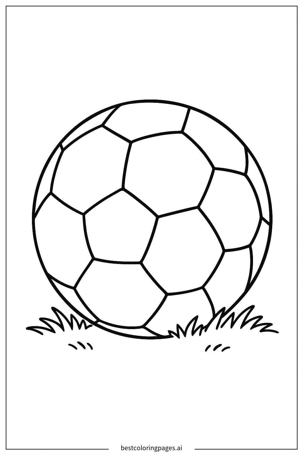 Gambar Mewarnai Bola Sepak di Atas Rumput