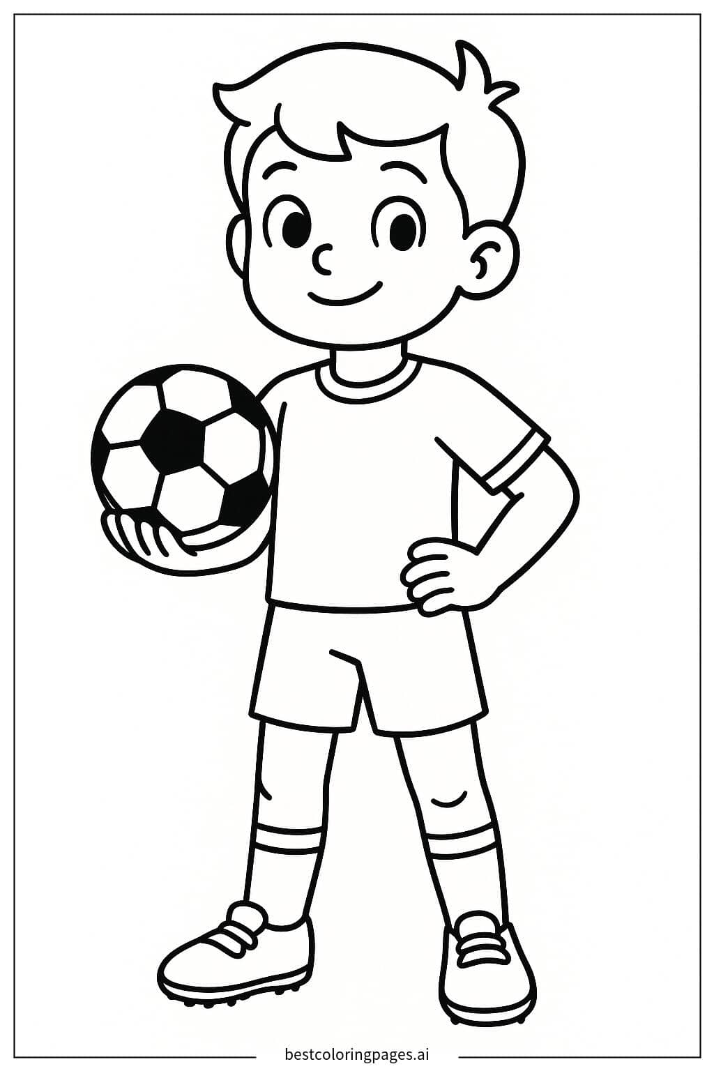 Soccer Player with Ball Coloring Page