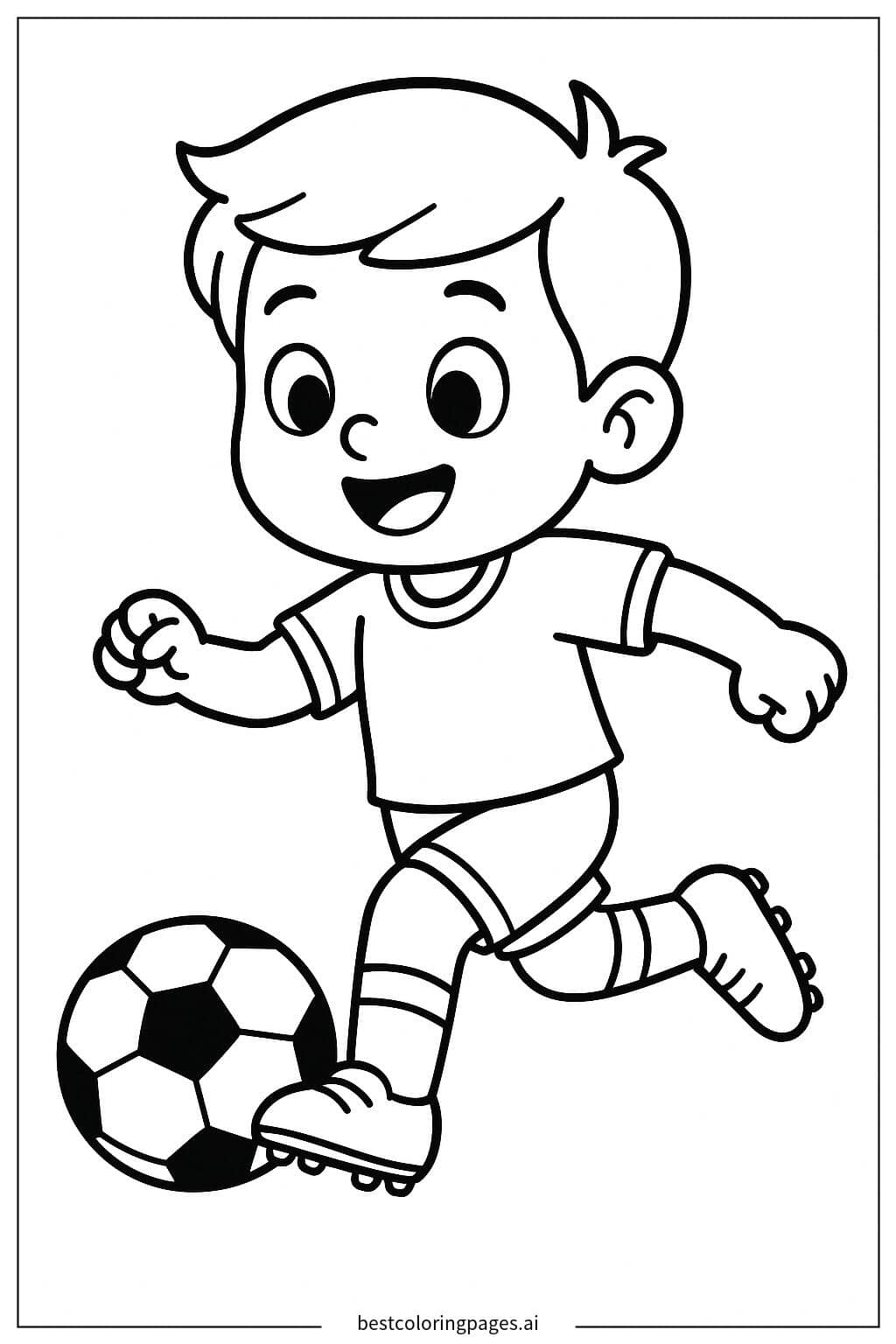 Soccer Player with a Simple Ball Coloring Page