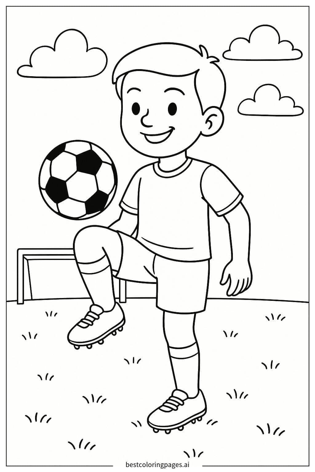 Soccer Player Juggling a Ball Coloring Page
