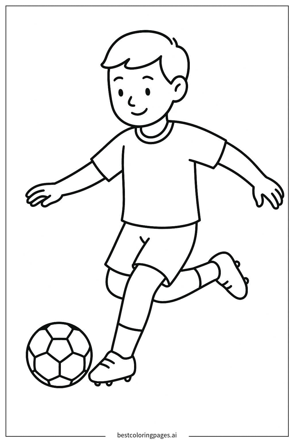 Soccer Player Kicking a Ball Coloring Page