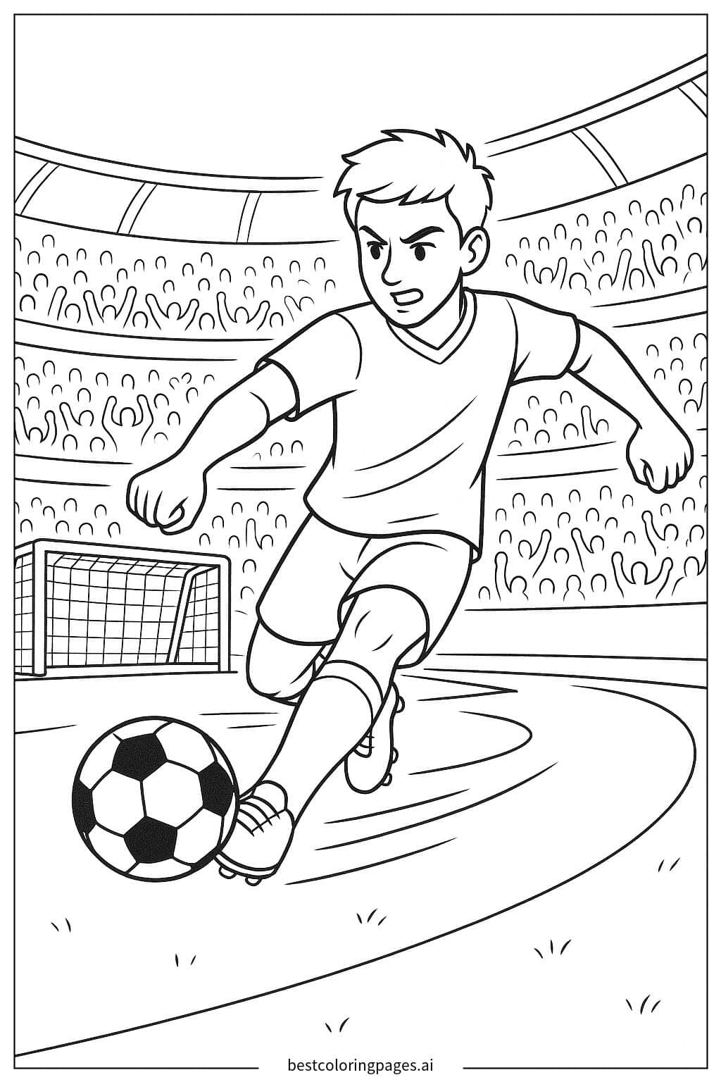 Soccer Player Scoring a Goal Coloring Page