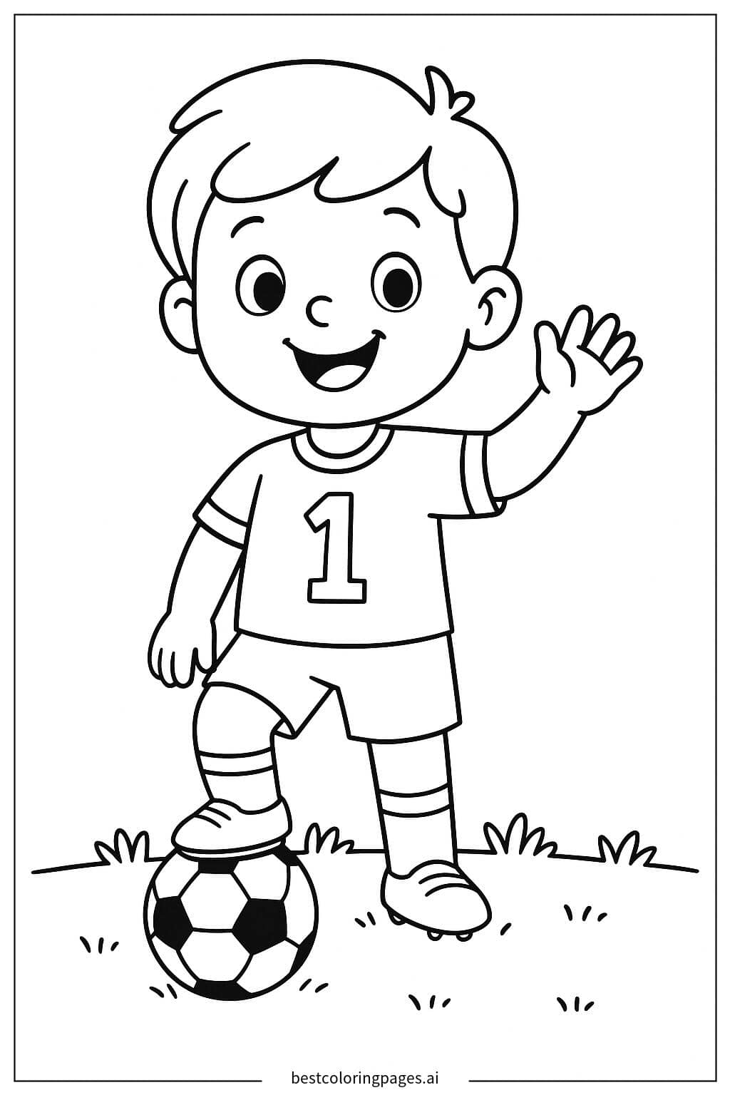 Soccer Player Waving to the Crowd Coloring Page