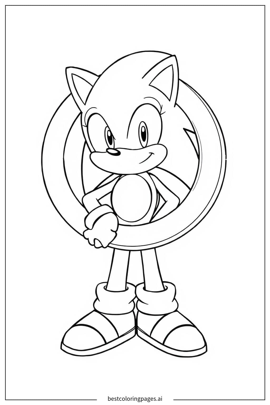 Sonic Holding a Golden Ring Coloring Page