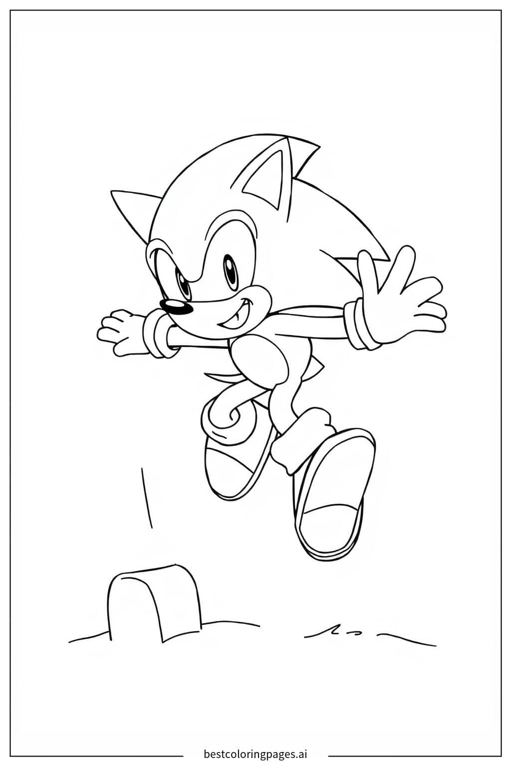 Sonic Jumping Over Obstacles Coloring Page