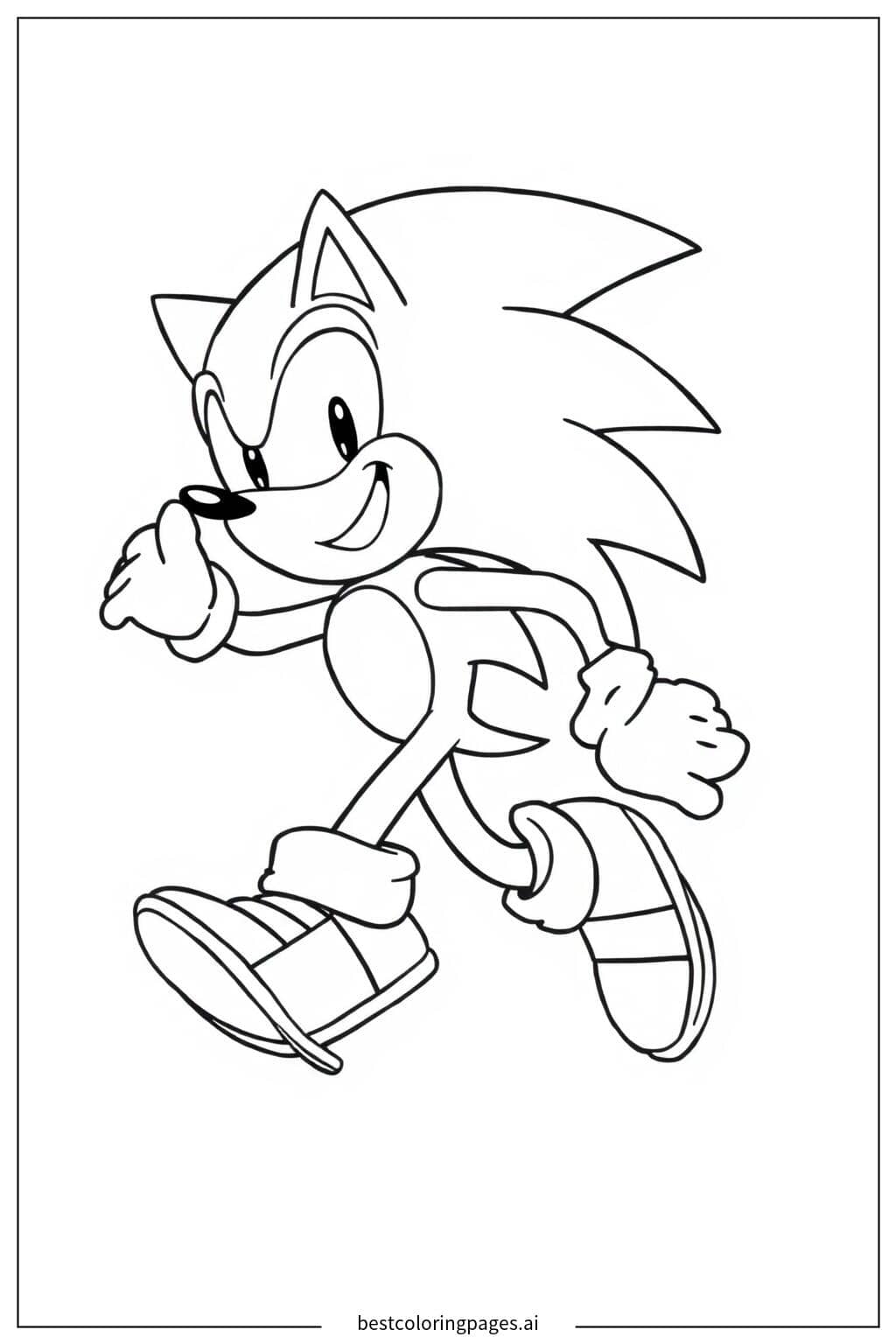 Sonic Running on Flat Ground Coloring Page