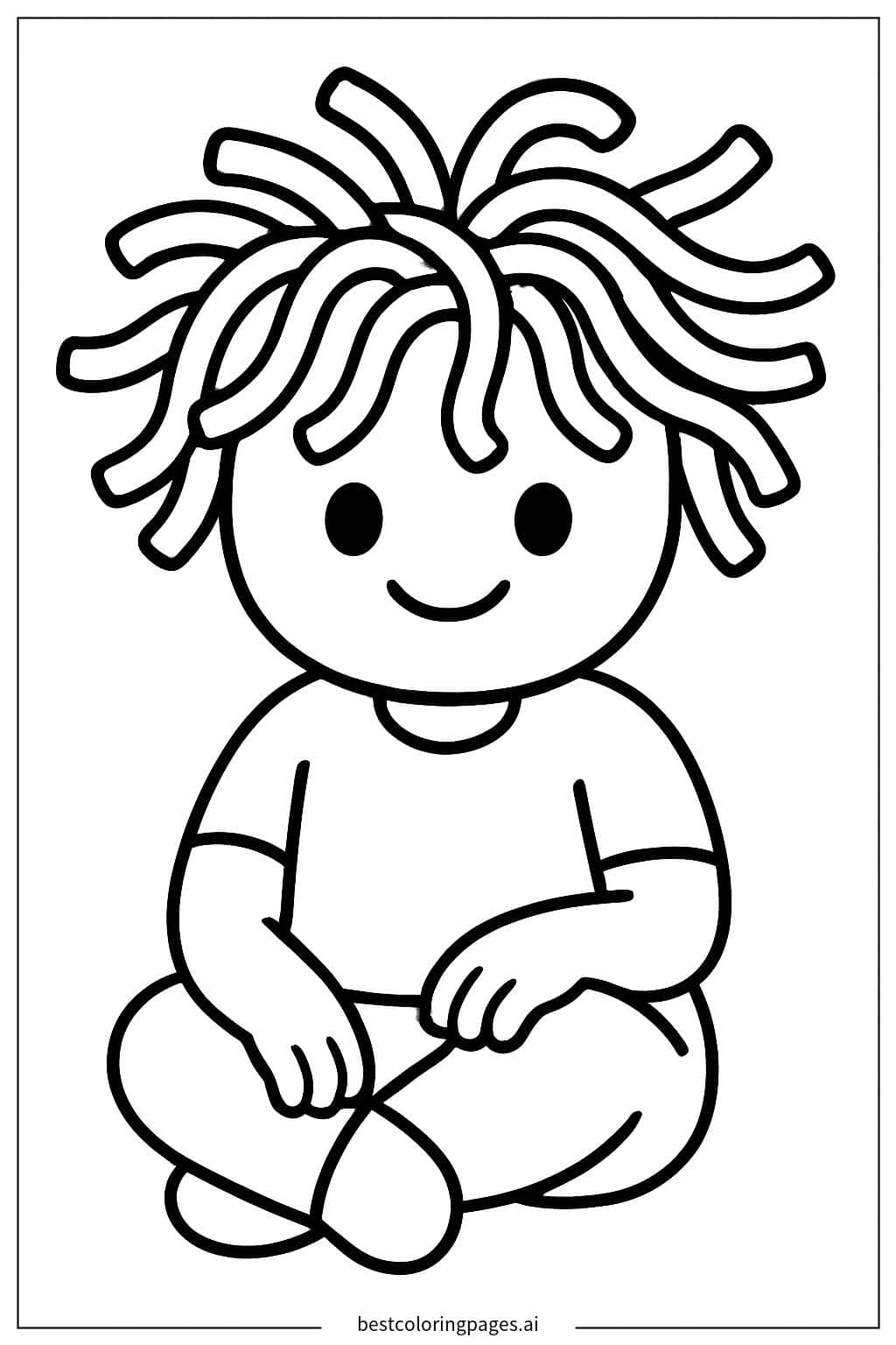 Disegni di Personaggio con capelli di spaghetti seduto da Colorare