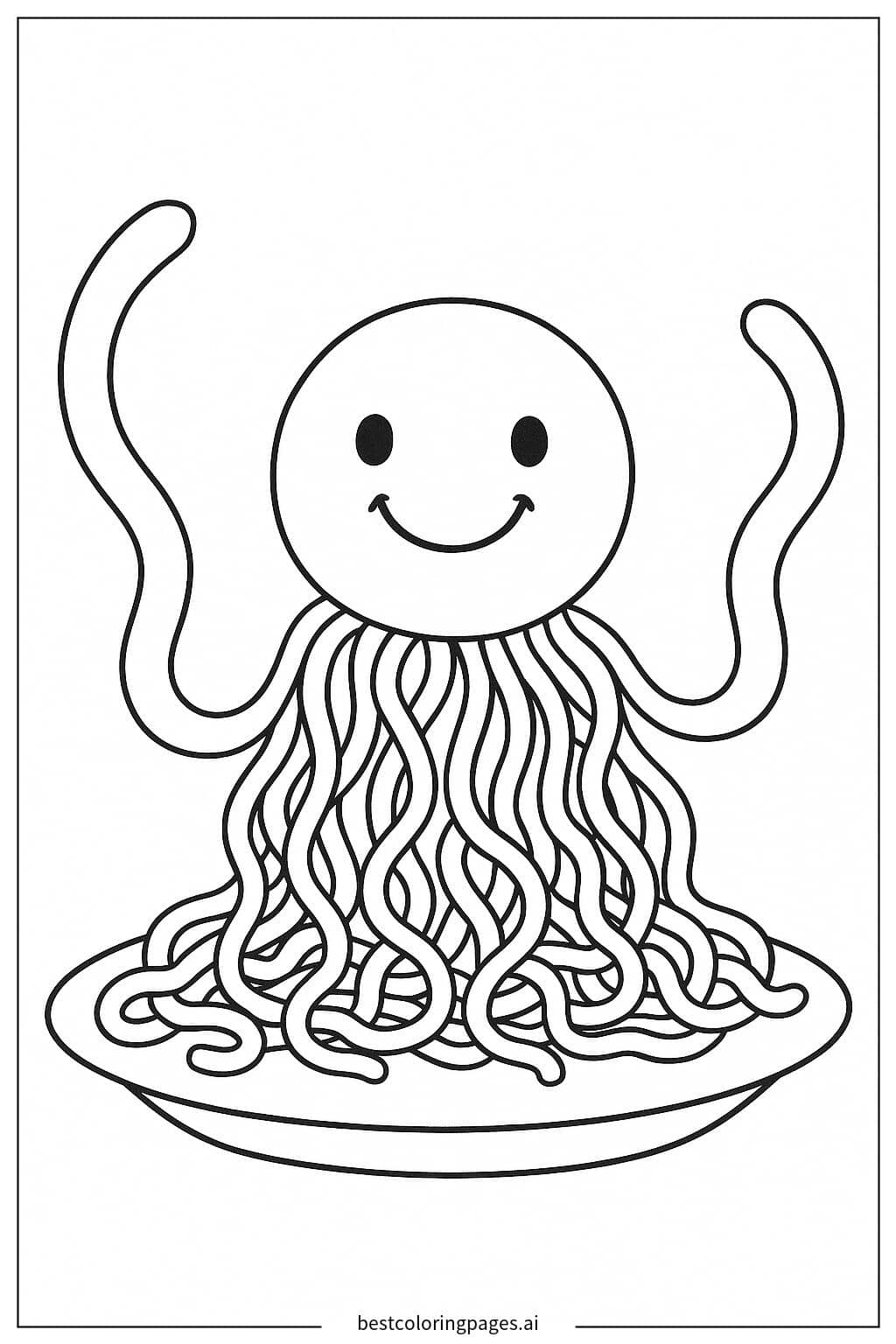 Disegni di Mostro di Spaghetti Sorridente da Colorare