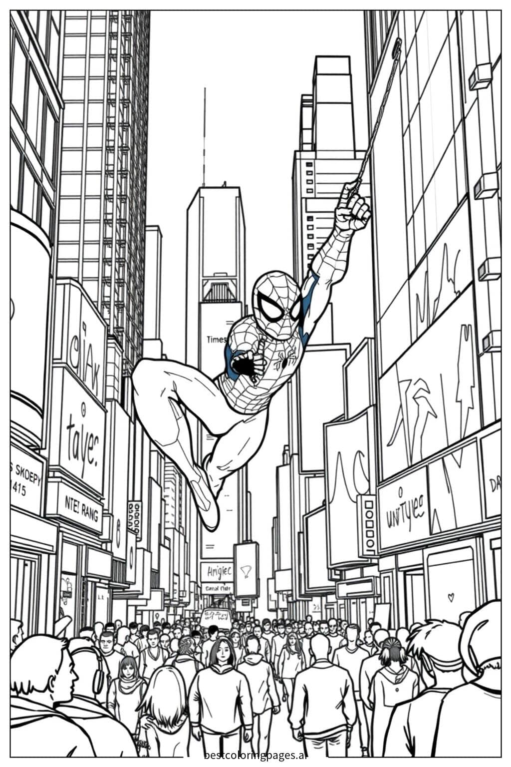 Coloriage Spiderman à Times Square