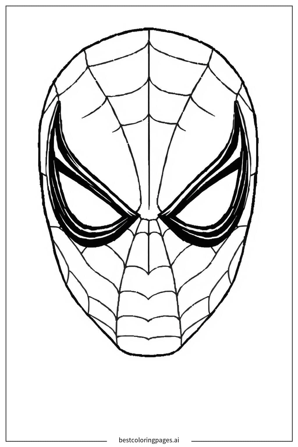 Coloriage Gros Plan sur le Masque de Spiderman
