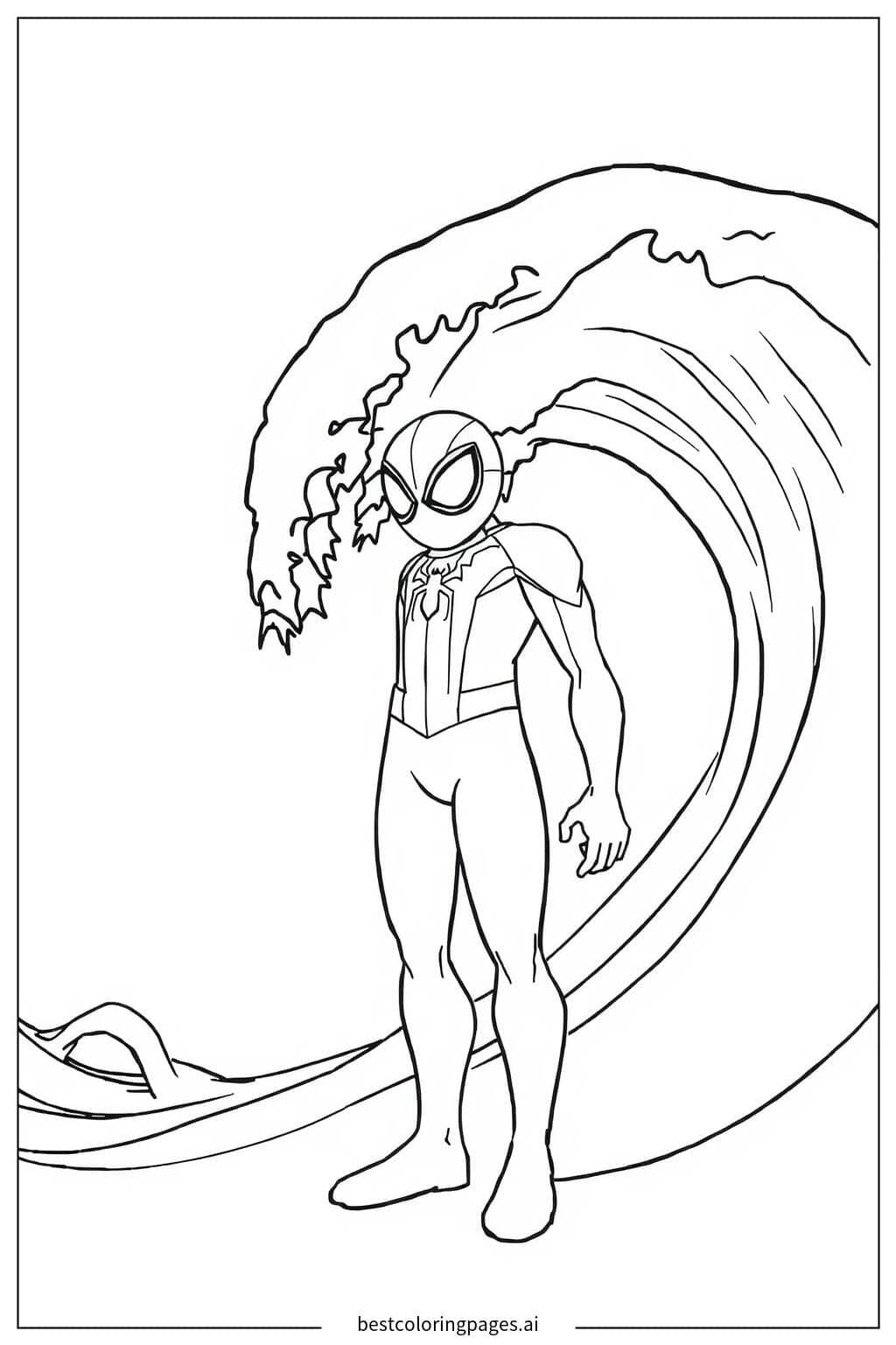 Coloriage Spiderman saluant de la main