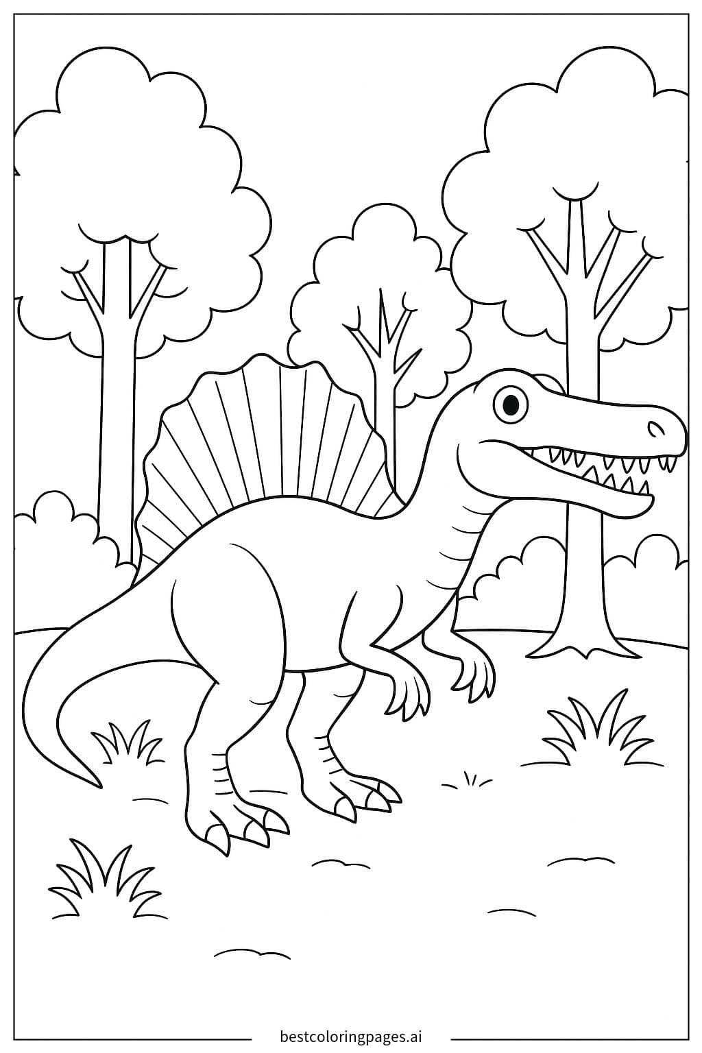 Disegni di Spinosauro nella Foresta da Colorare