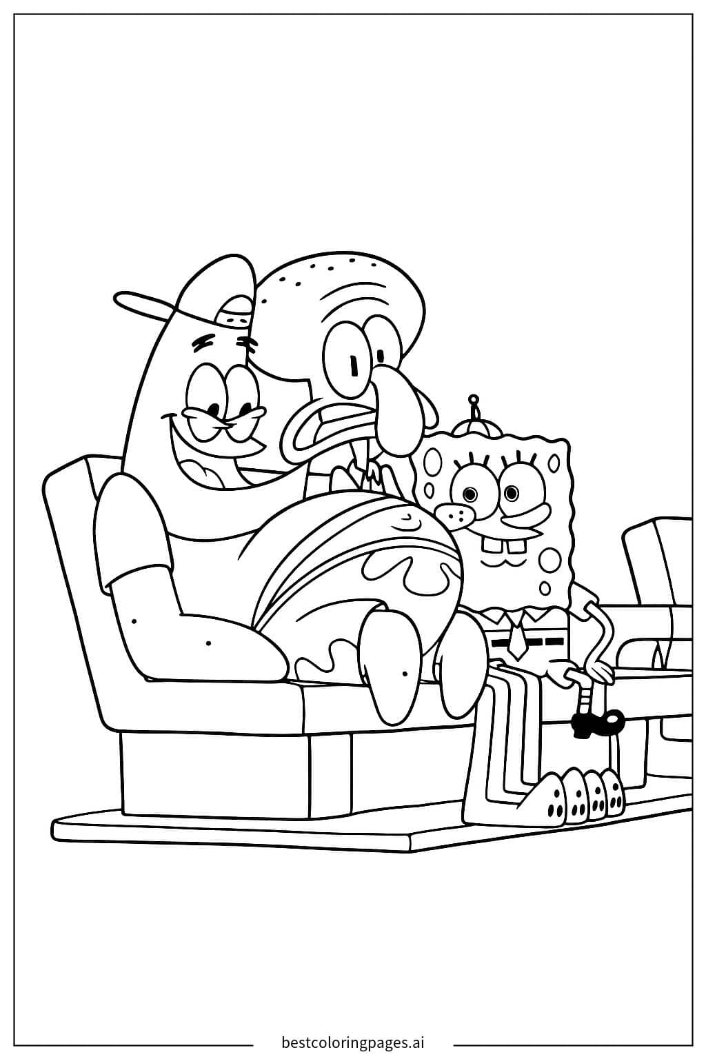 Dibujos de Bob Esponja y sus amigos relajándose para Colorear