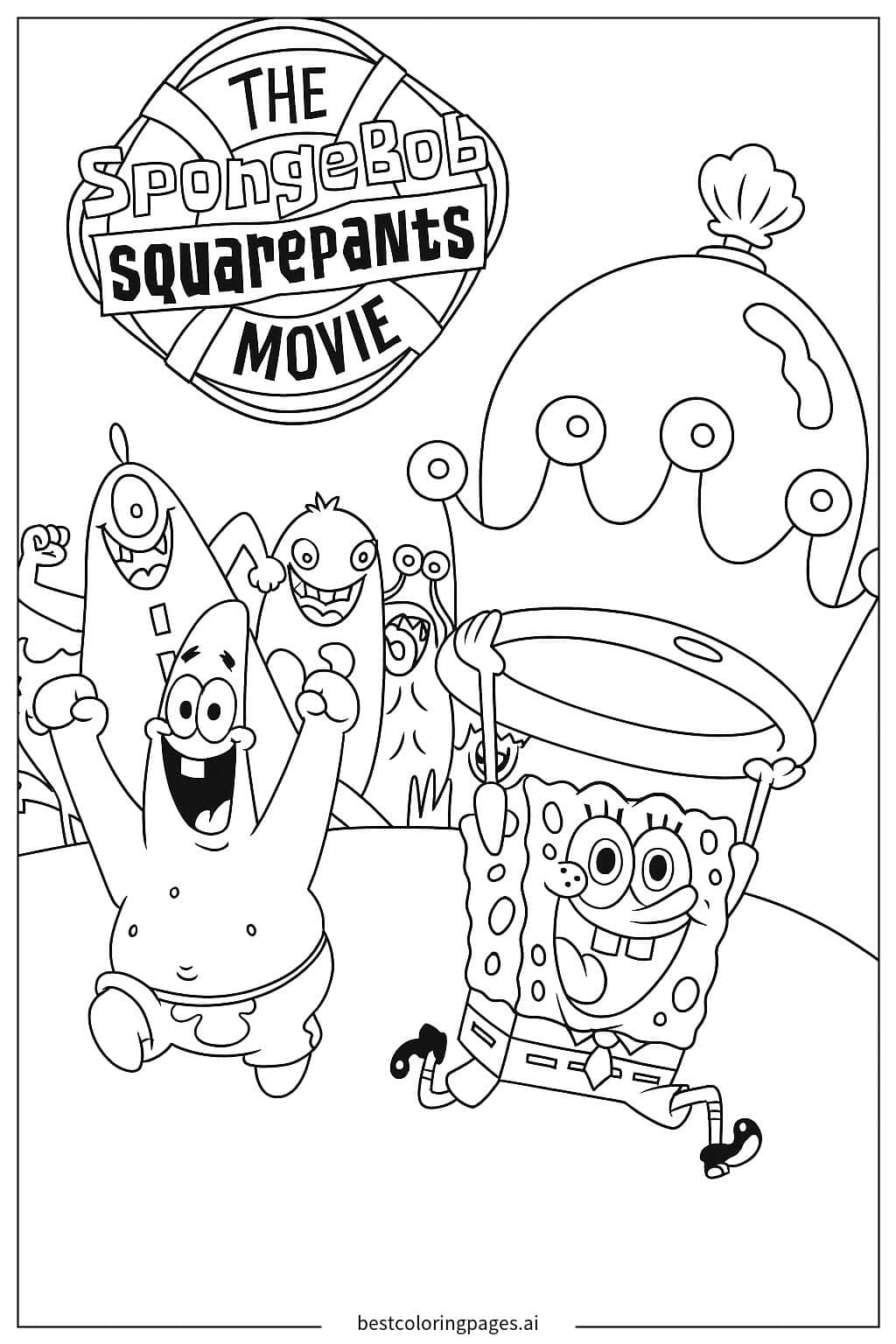 Dibujos de ¡Celebración de Bob Esponja y Patricio! para Colorear